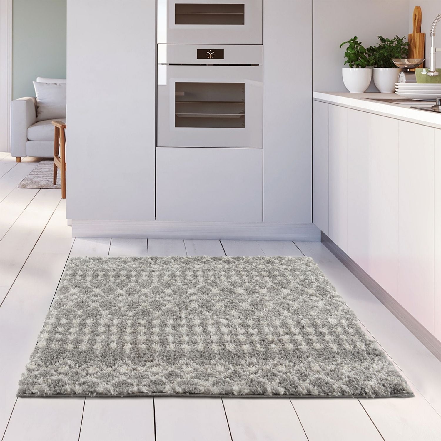 Moroccan Grey Shaggy Rug | 1010