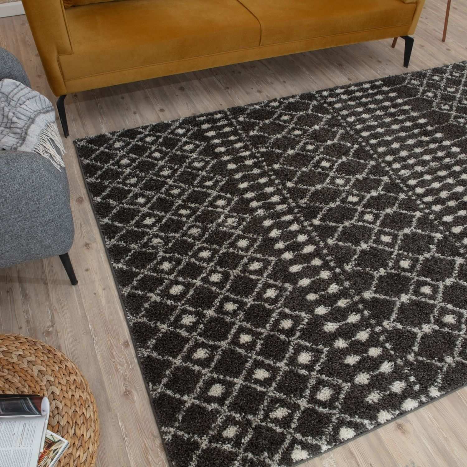 Moroccan Dark Grey  Shaggy Rug | 1040