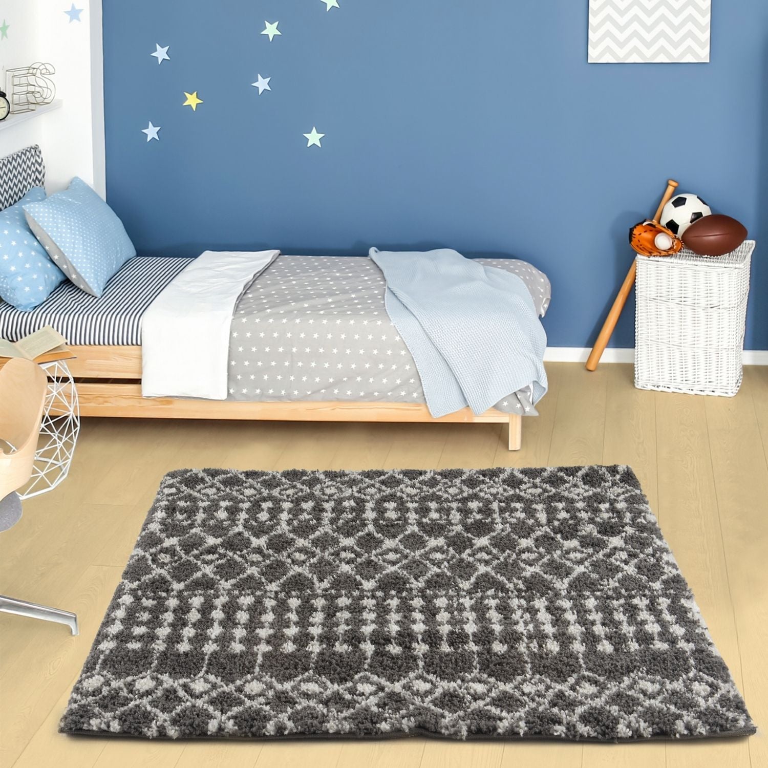 Moroccan Dark Grey  Shaggy Rug | 1040