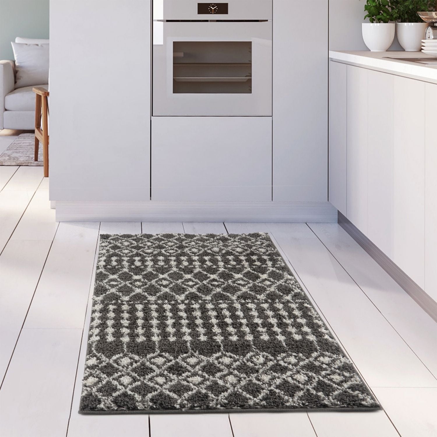 Moroccan Dark Grey  Shaggy Rug | 1040