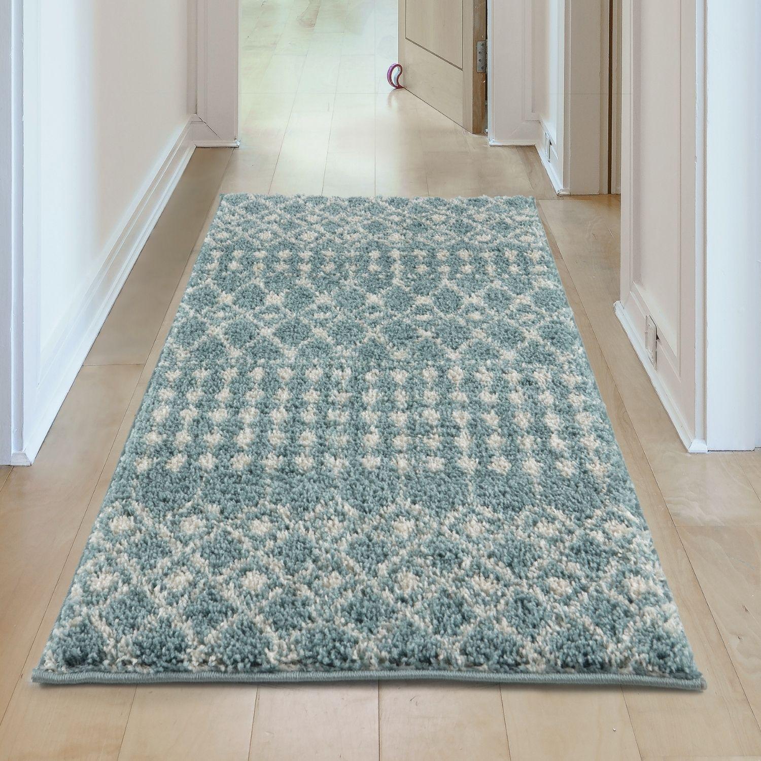 Moroccan Duck Egg Blue Shaggy Rug | 1050