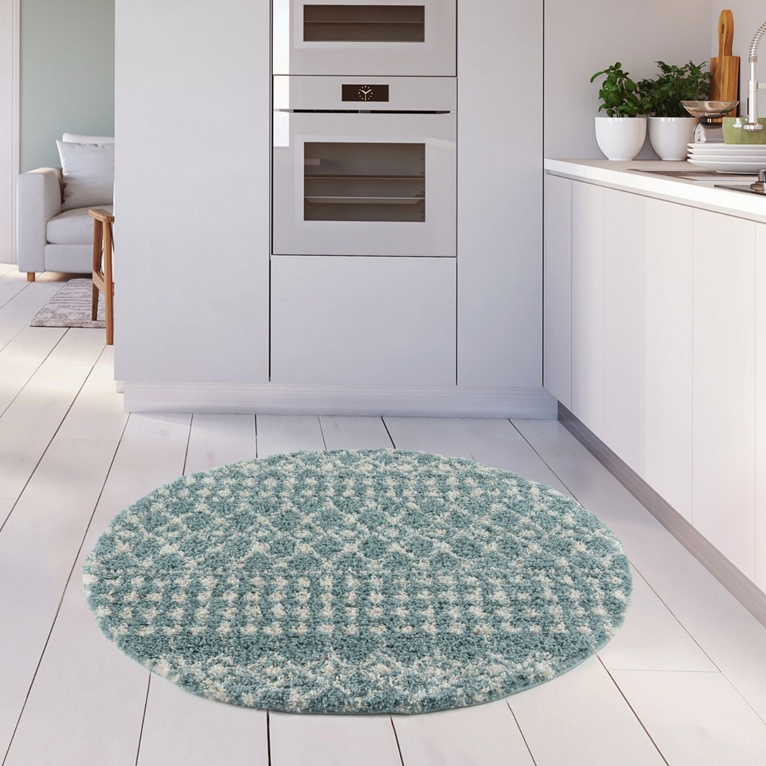 Moroccan Duck Egg Blue Shaggy Rug | 1050
