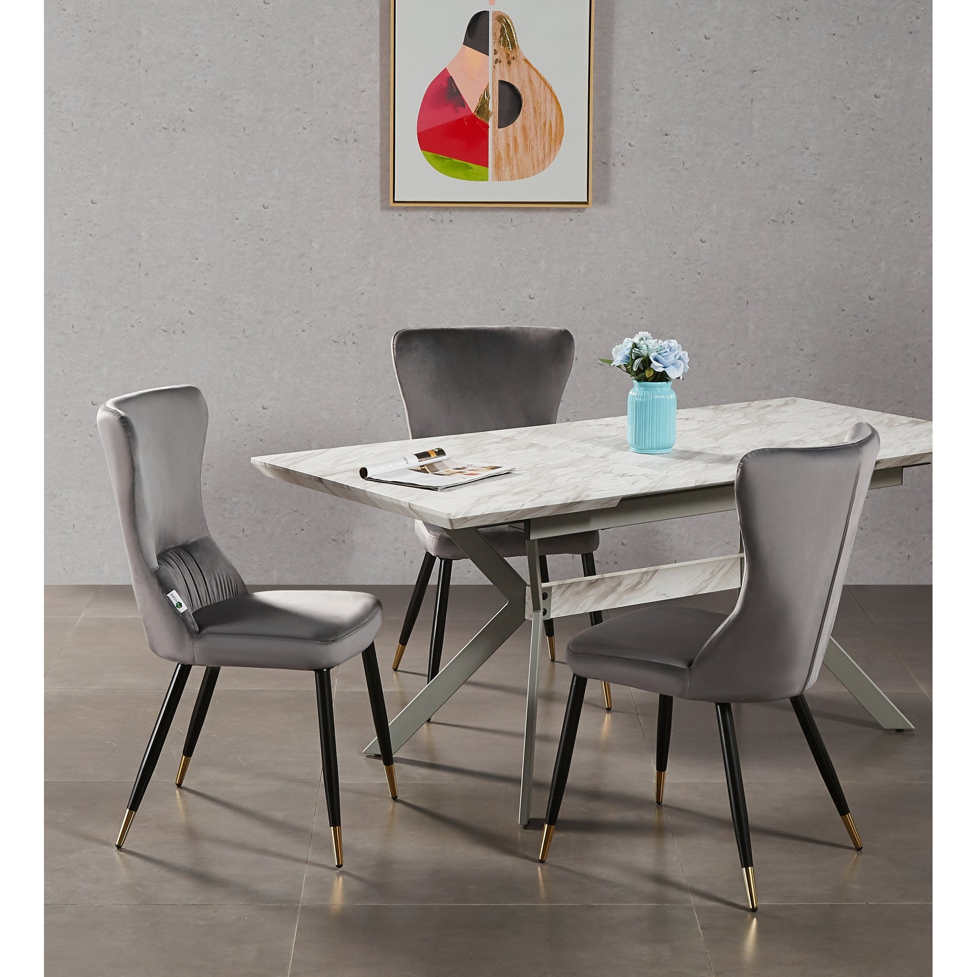 New York LUX Velvet Dining Chair with Metal Legs - Scandinavian Inspired