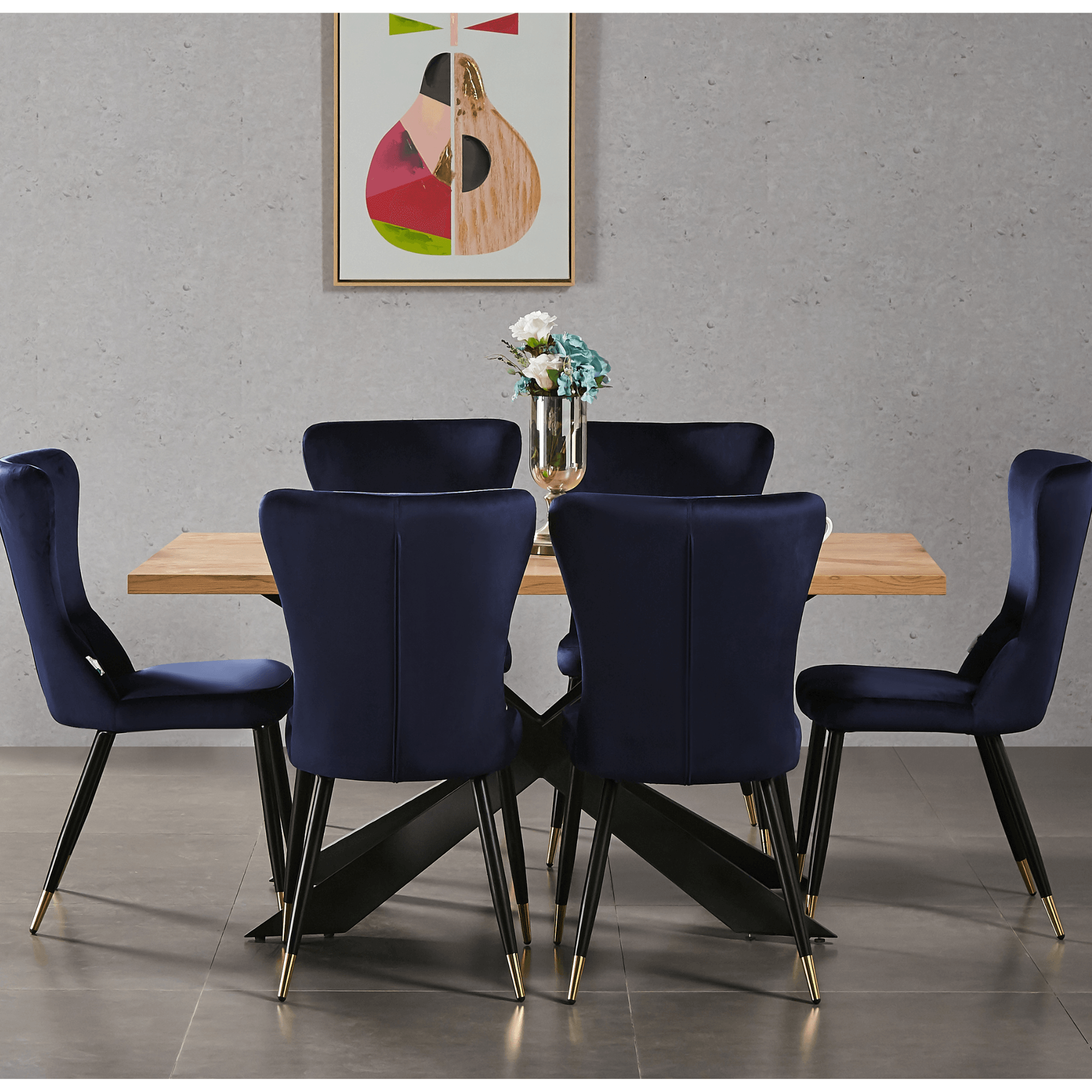 New York LUX Velvet Dining Chair with Metal Legs - Scandinavian Inspired