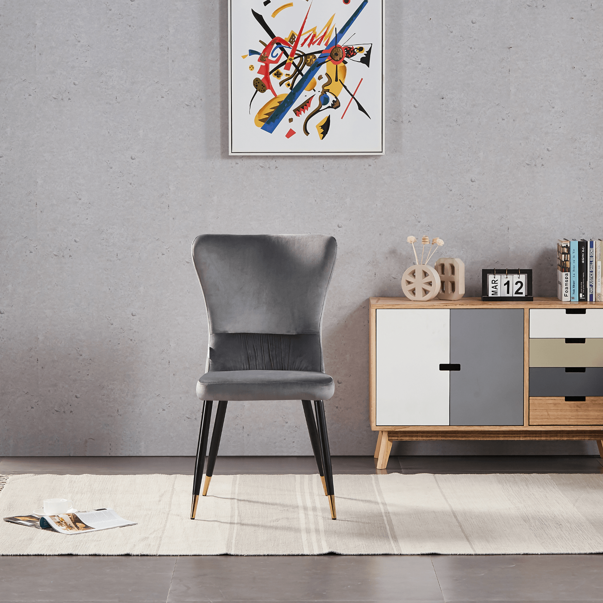 New York LUX Velvet Dining Chair with Metal Legs - Scandinavian Inspired