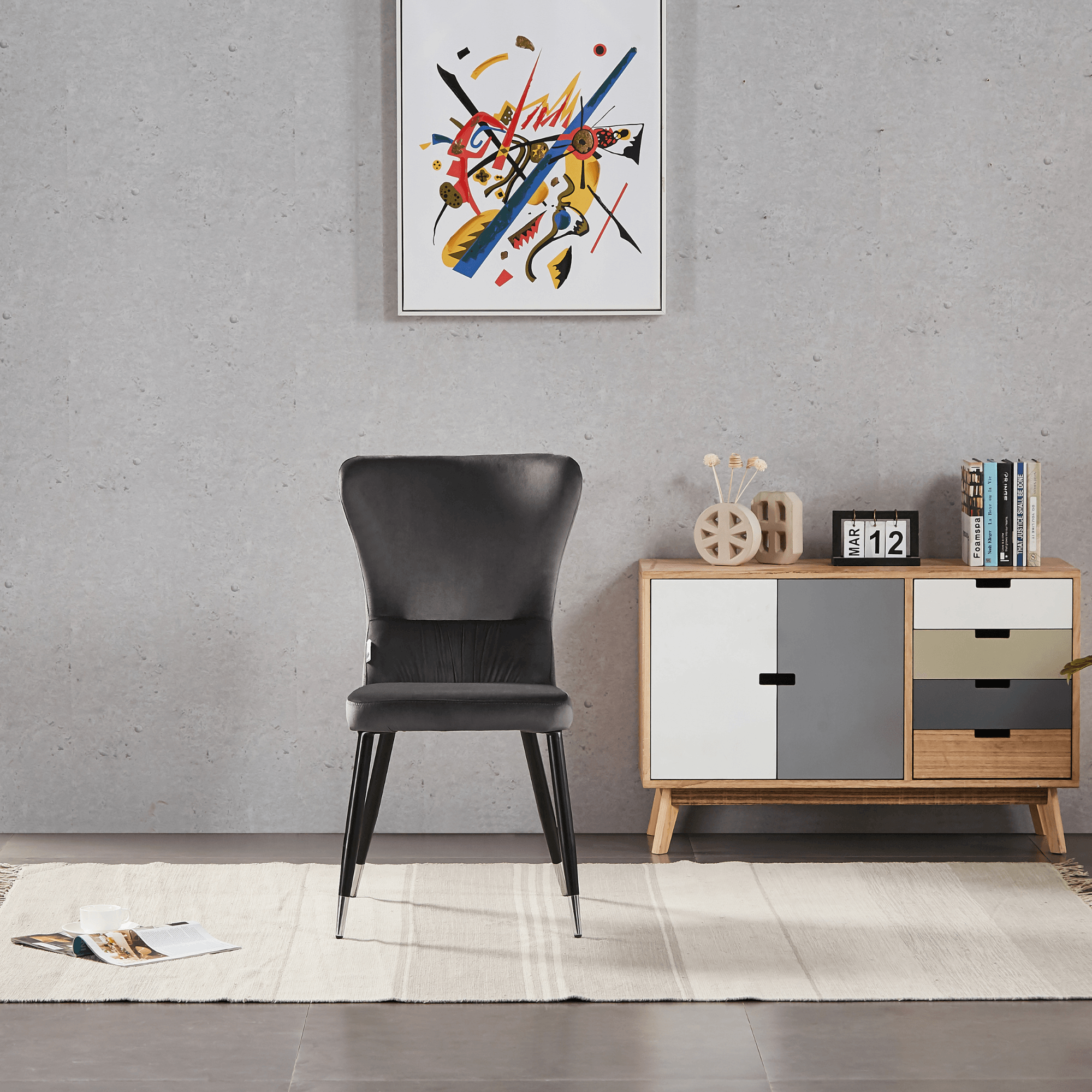 New York LUX Velvet Dining Chair with Metal Legs - Scandinavian Inspired