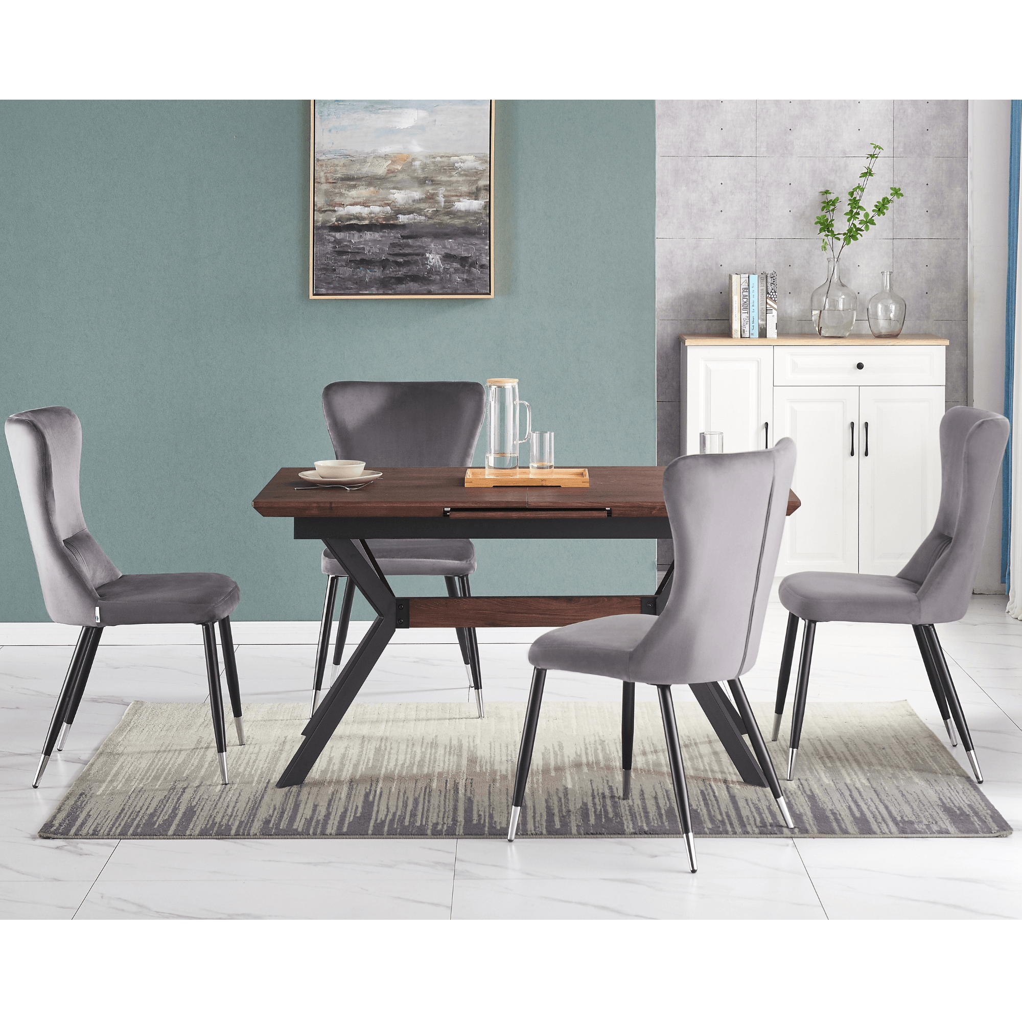 New York LUX Velvet Dining Chair with Metal Legs - Scandinavian Inspired