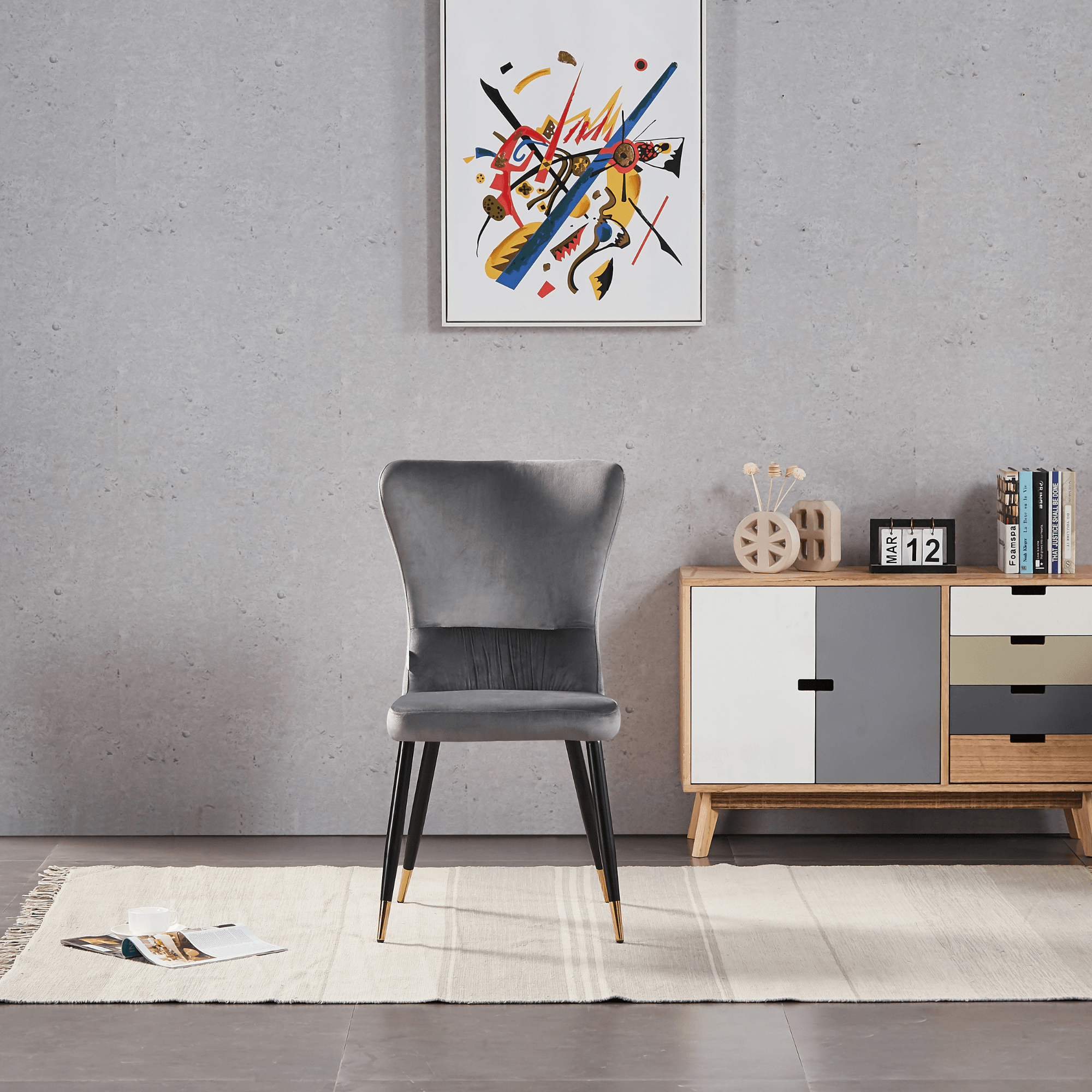 New York LUX Velvet Dining Chair with Metal Legs - Scandinavian Inspired