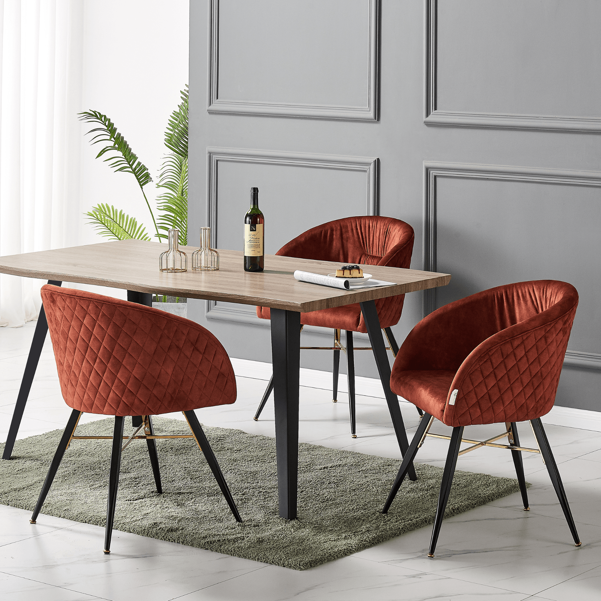 Vittorio LUX Velvet Dining Chair with Metal Legs - Perfect for Dining Room Living Room