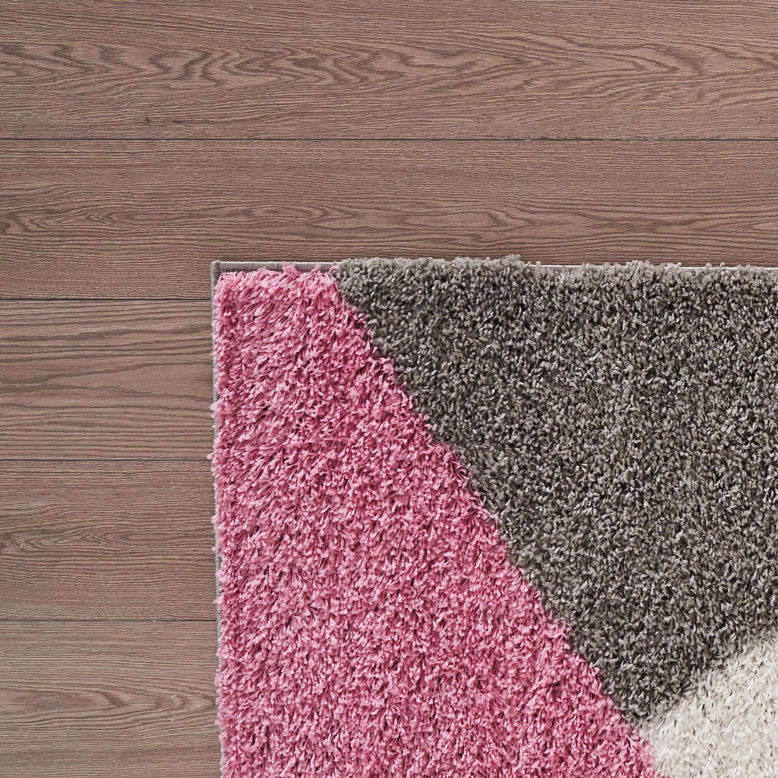 Shaggy Geometric Blush Pink Rugs | 382P