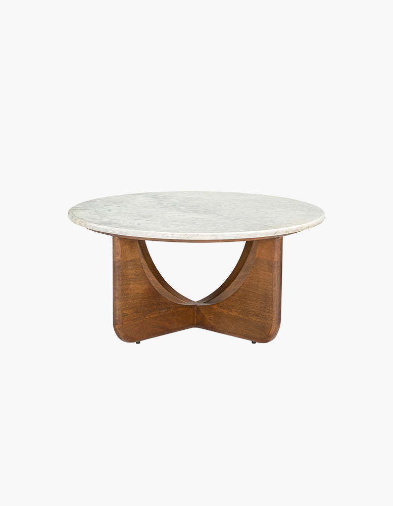 Ranjit Round Nesting Coffee Table Set, Marble & Wood