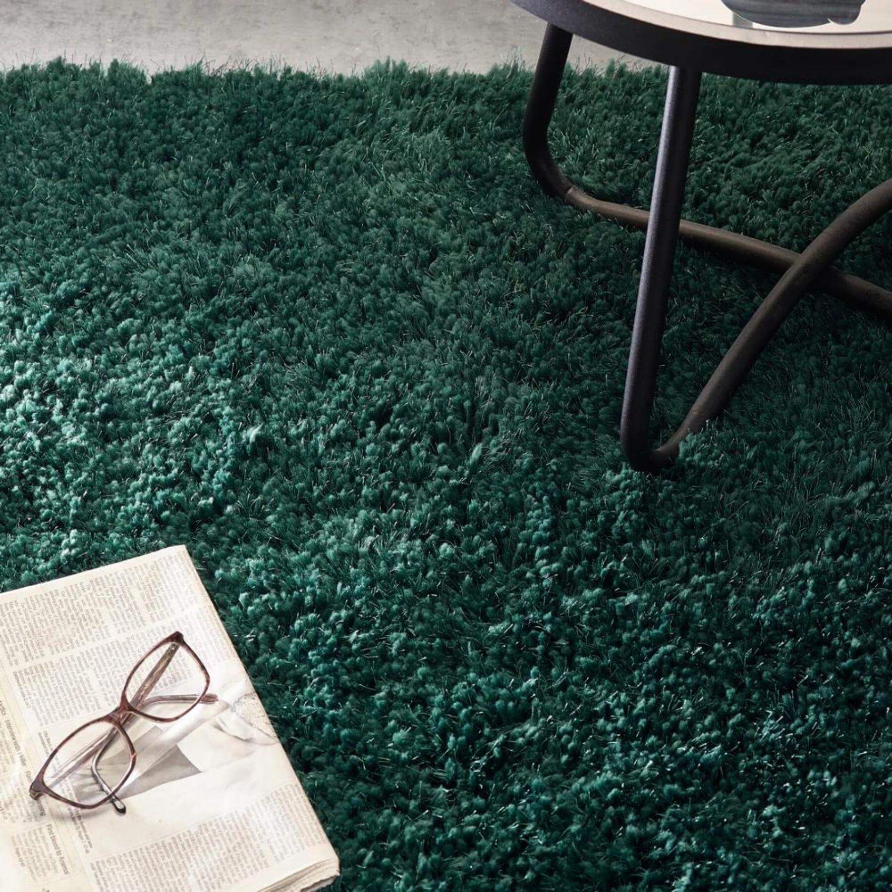 Chicago Forest Green Shaggy Rug