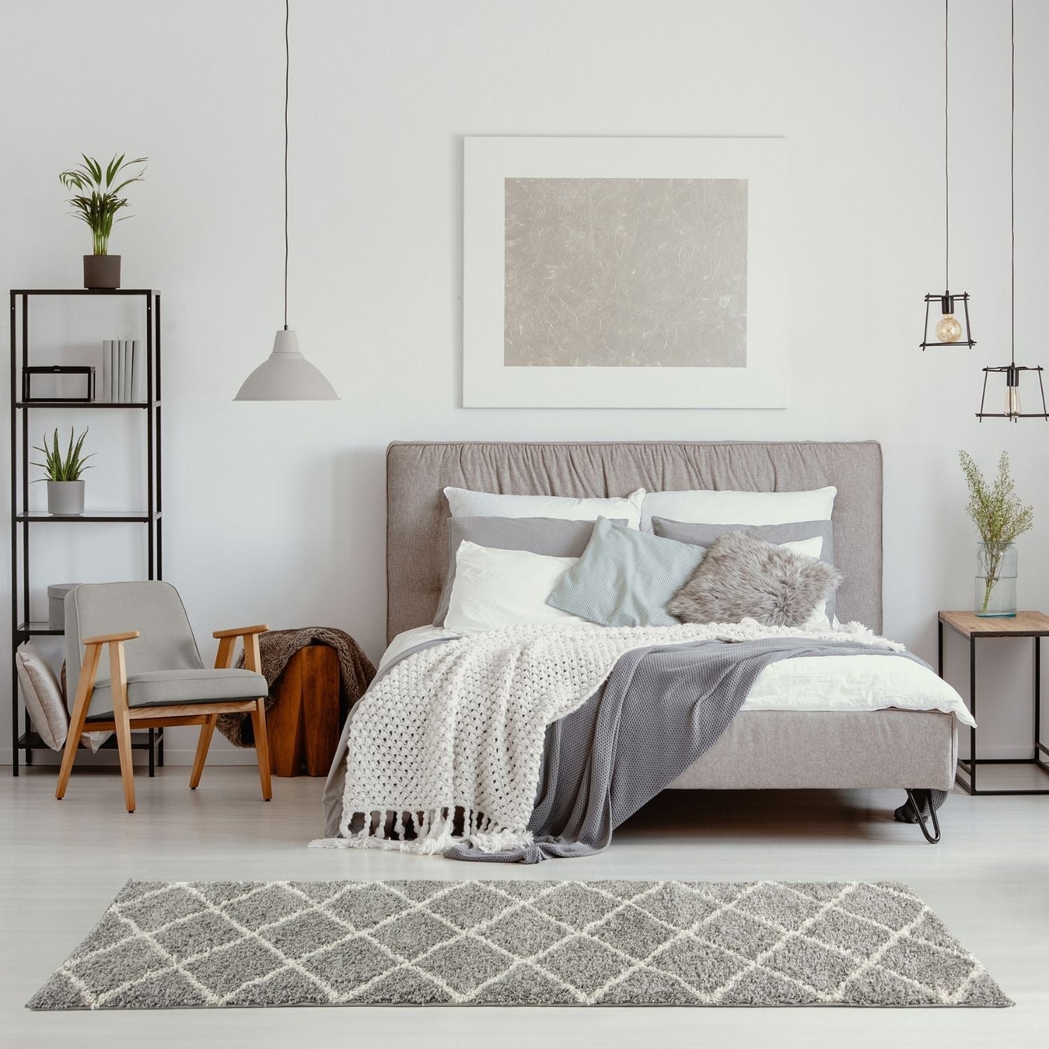 Moroccan Grey Shaggy Rug | 510