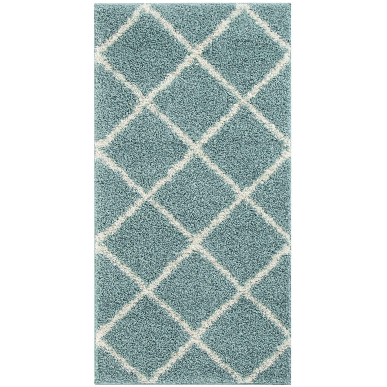 Moroccan Duck Egg Blue Shaggy Rug | 550