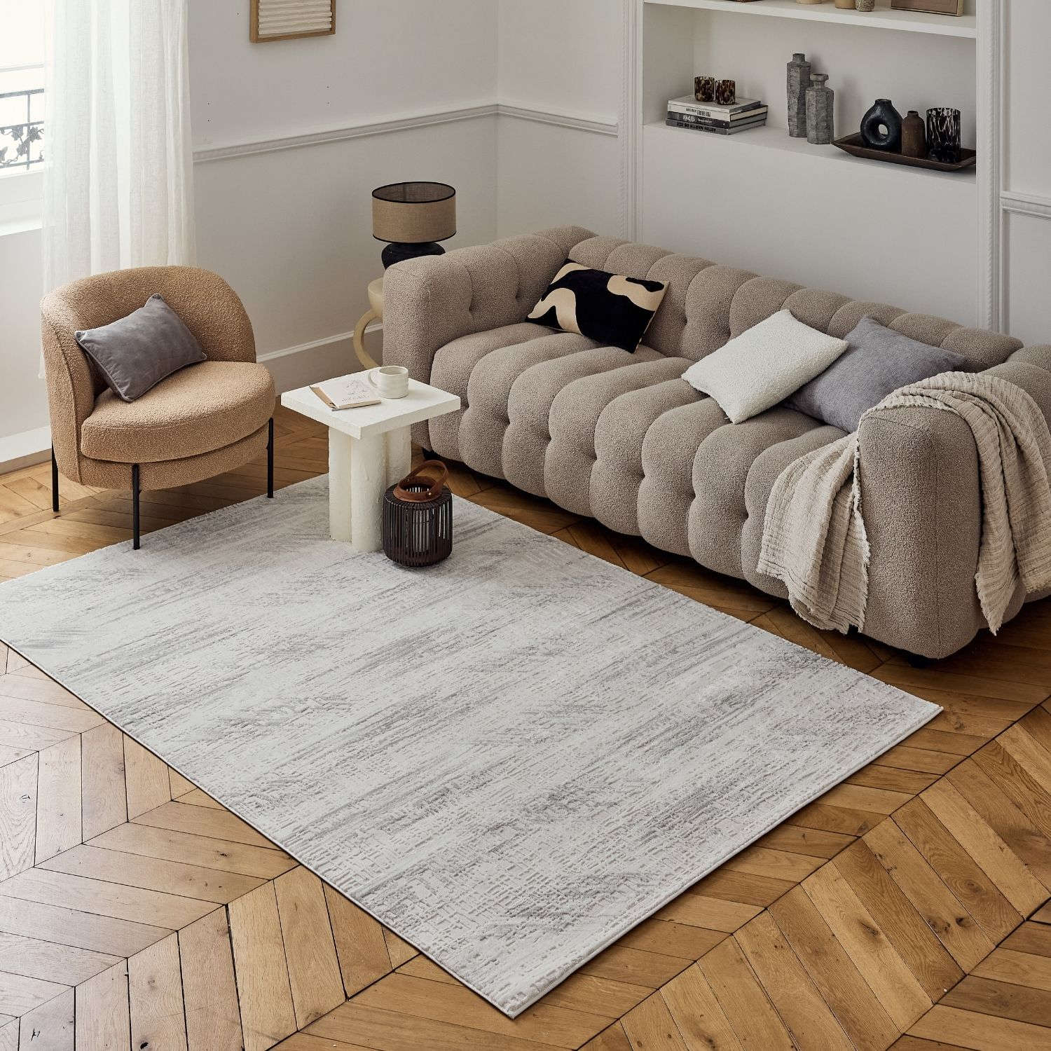 Carmel Cream-Grey Abstract Rug | 6030
