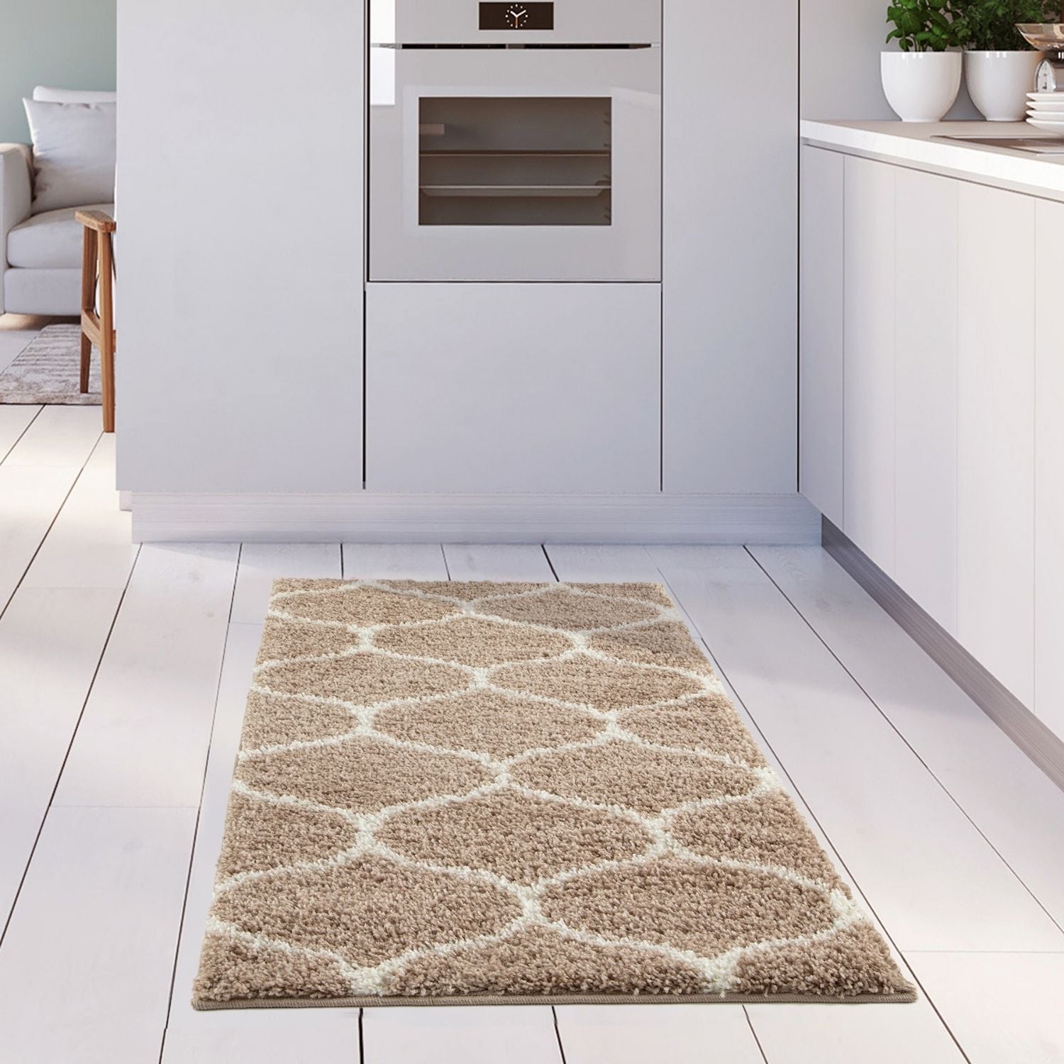 Moroccan Beige Shaggy Rug | 620