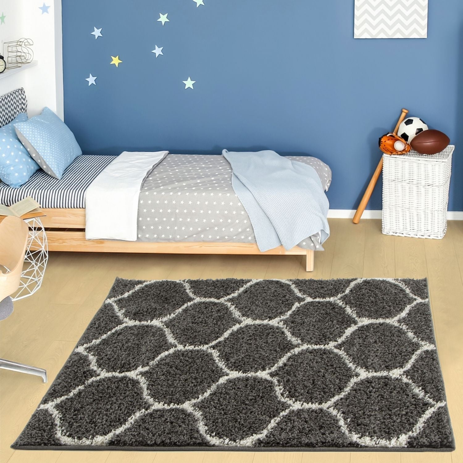 Moroccan Dark Grey Shaggy Rug | 640