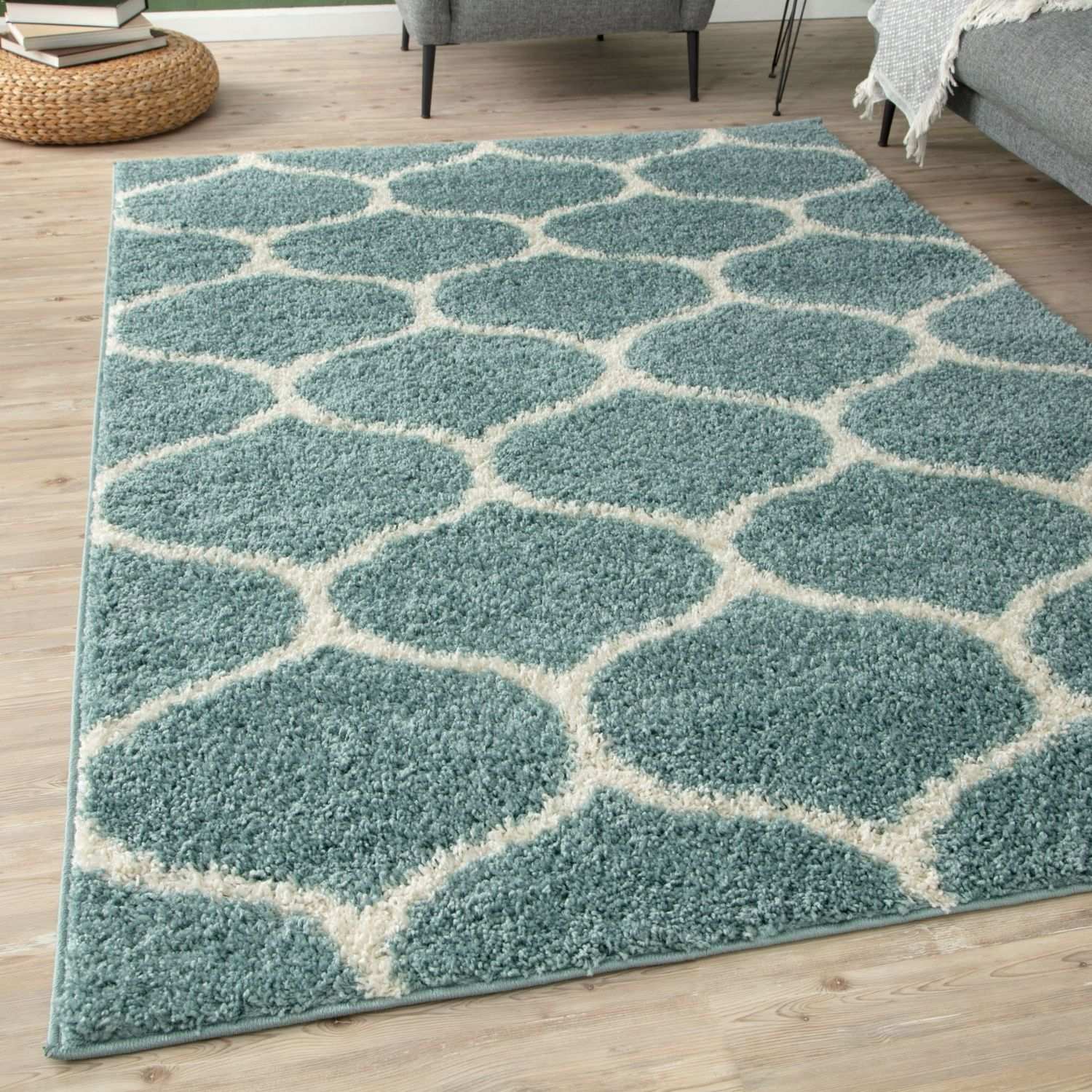 Moroccan Duck Egg Blue Shaggy Rug | 650