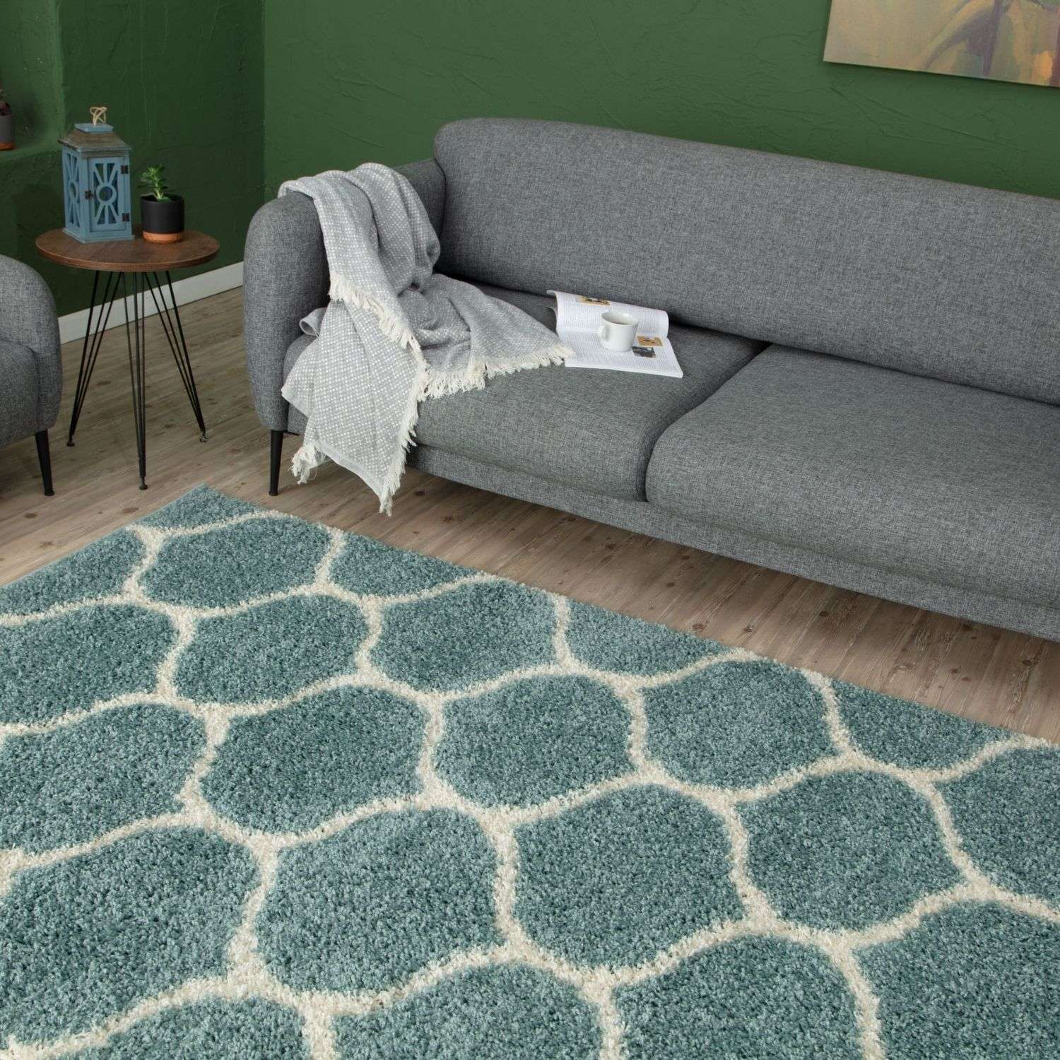 Moroccan Duck Egg Blue Shaggy Rug | 650
