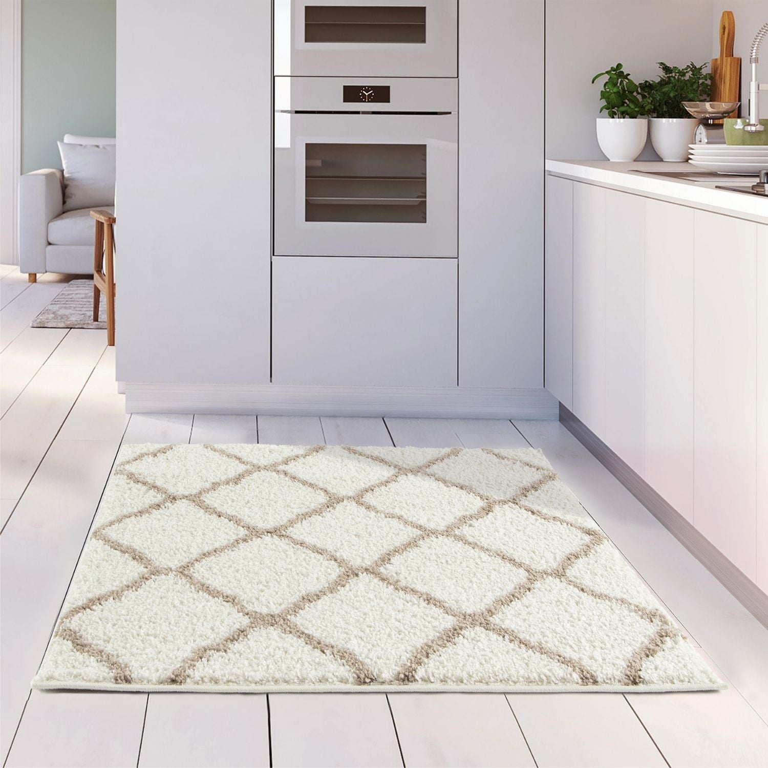 Moroccan Ivory Shaggy Rug | 730