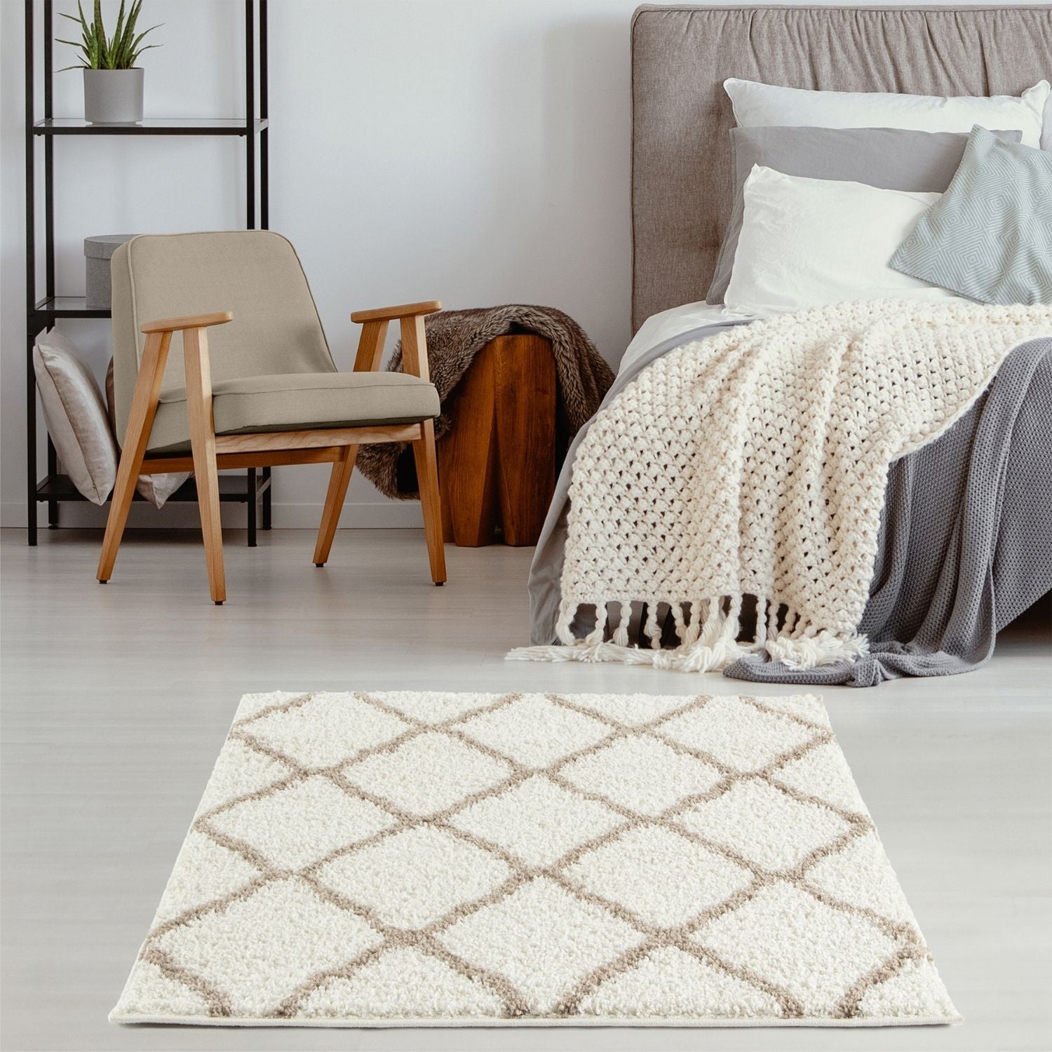 Moroccan Ivory Shaggy Rug | 730
