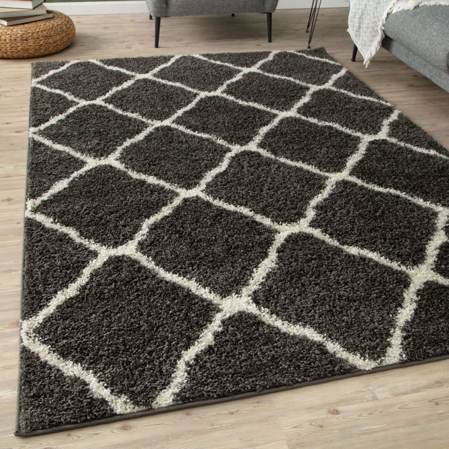Moroccan Dark Grey Shaggy Rug | 740