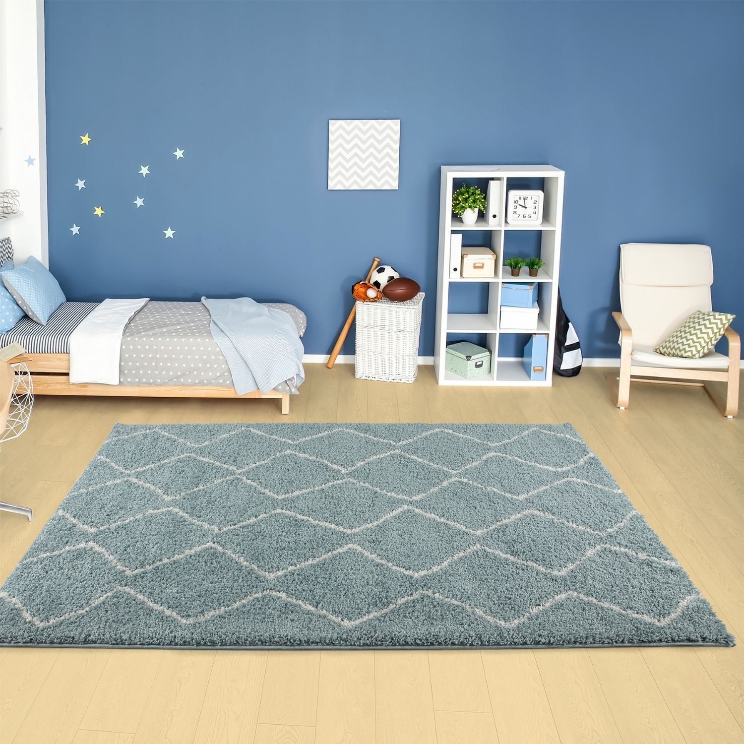 Moroccan Duck Egg Blue Shaggy Rug | 850