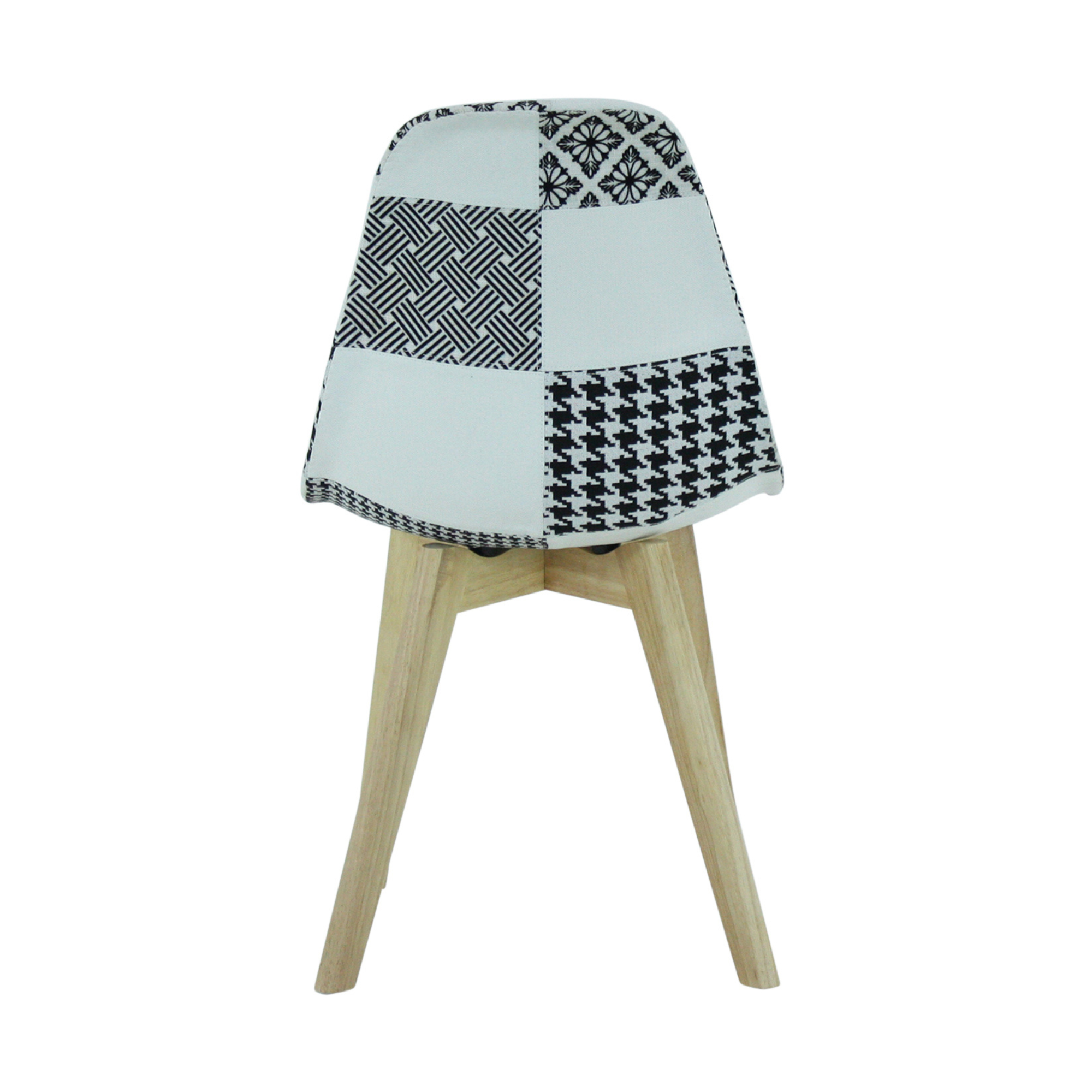 5PCs Dining Set - a Halo Dining Table & Set of 4 Black/White Tulip Patchwork Accent Chairs