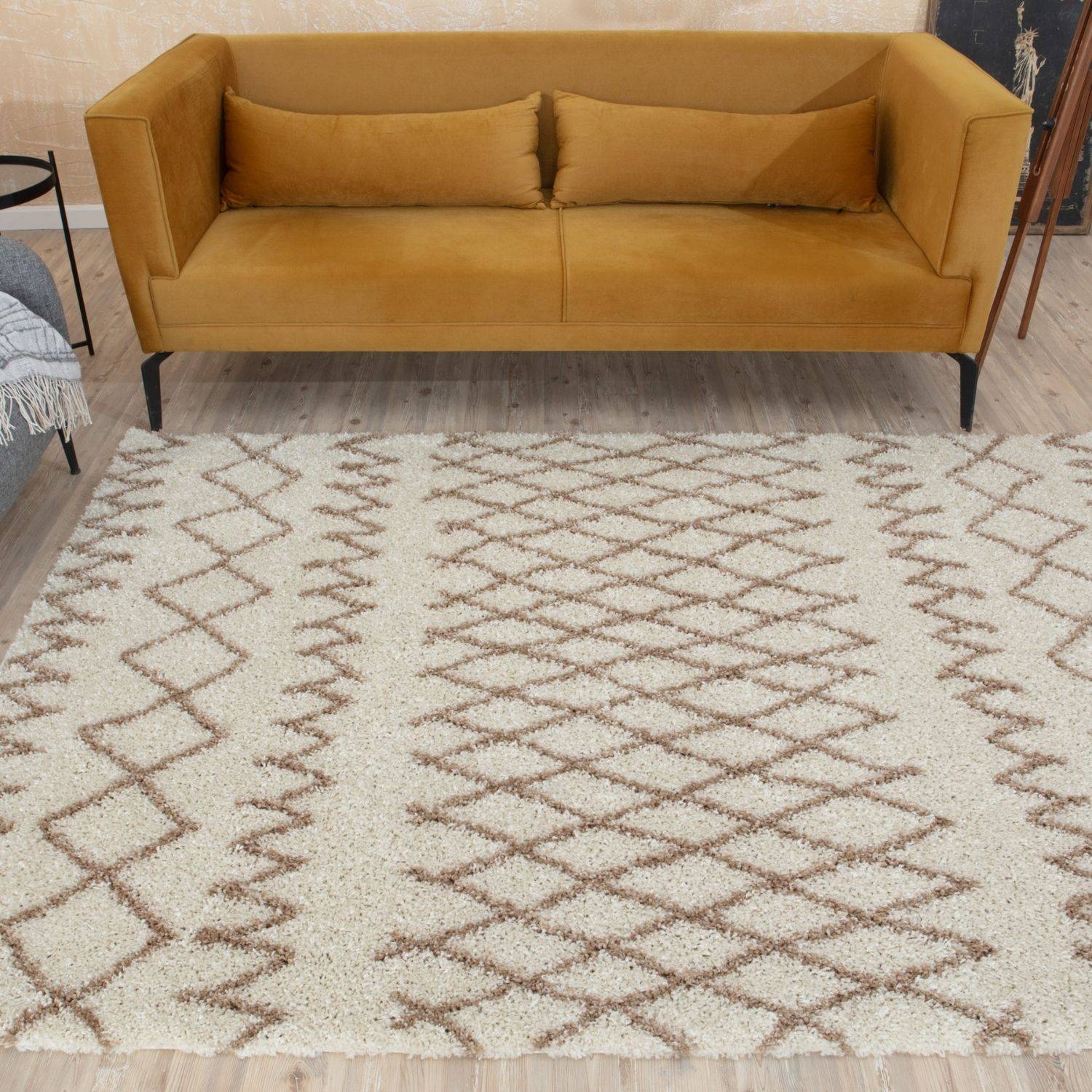 Moroccan Ivory Beige Shaggy Rug | 930