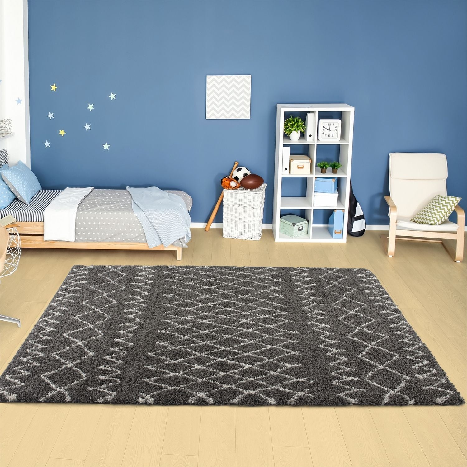 Moroccan Dark Grey Shaggy Rug | 940