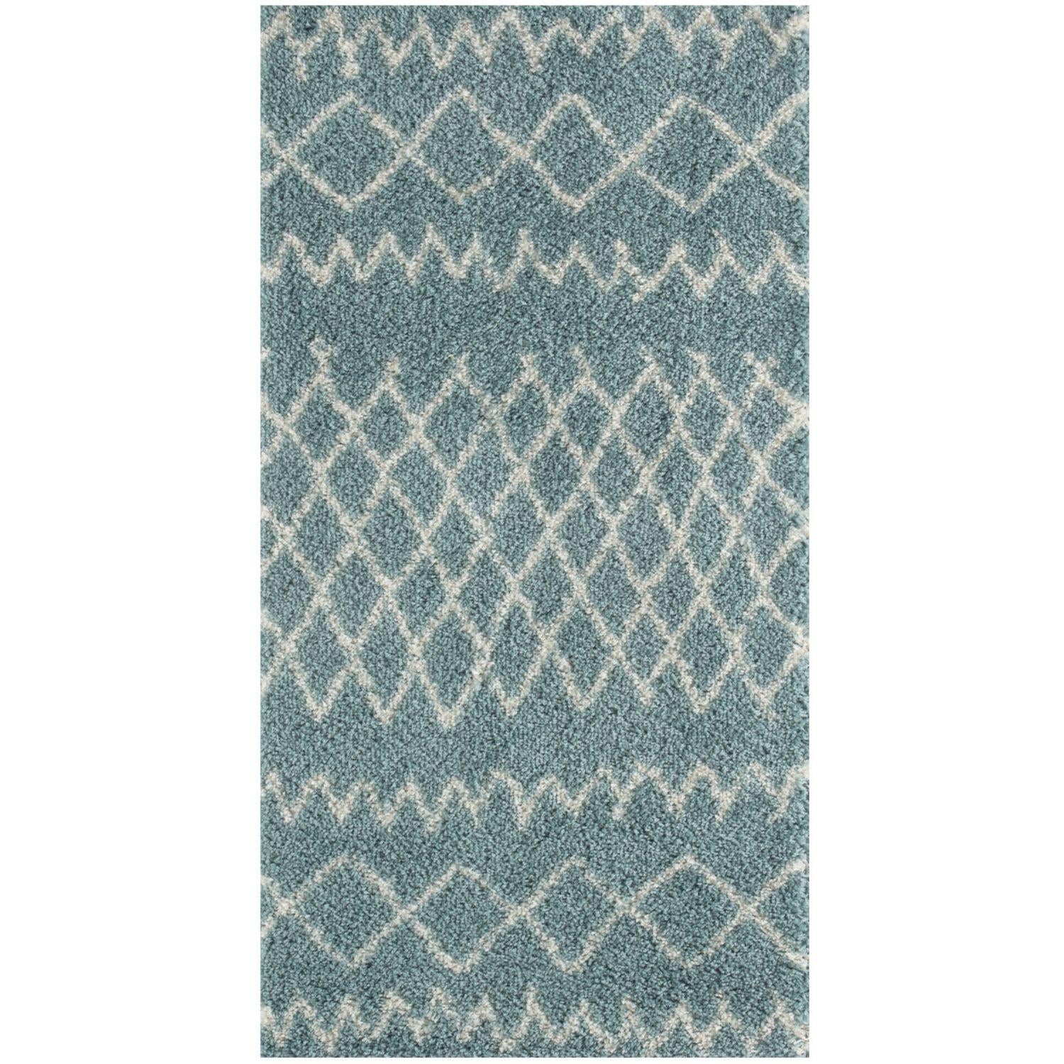 Moroccan Duck Egg Blue Shaggy Rug | 950