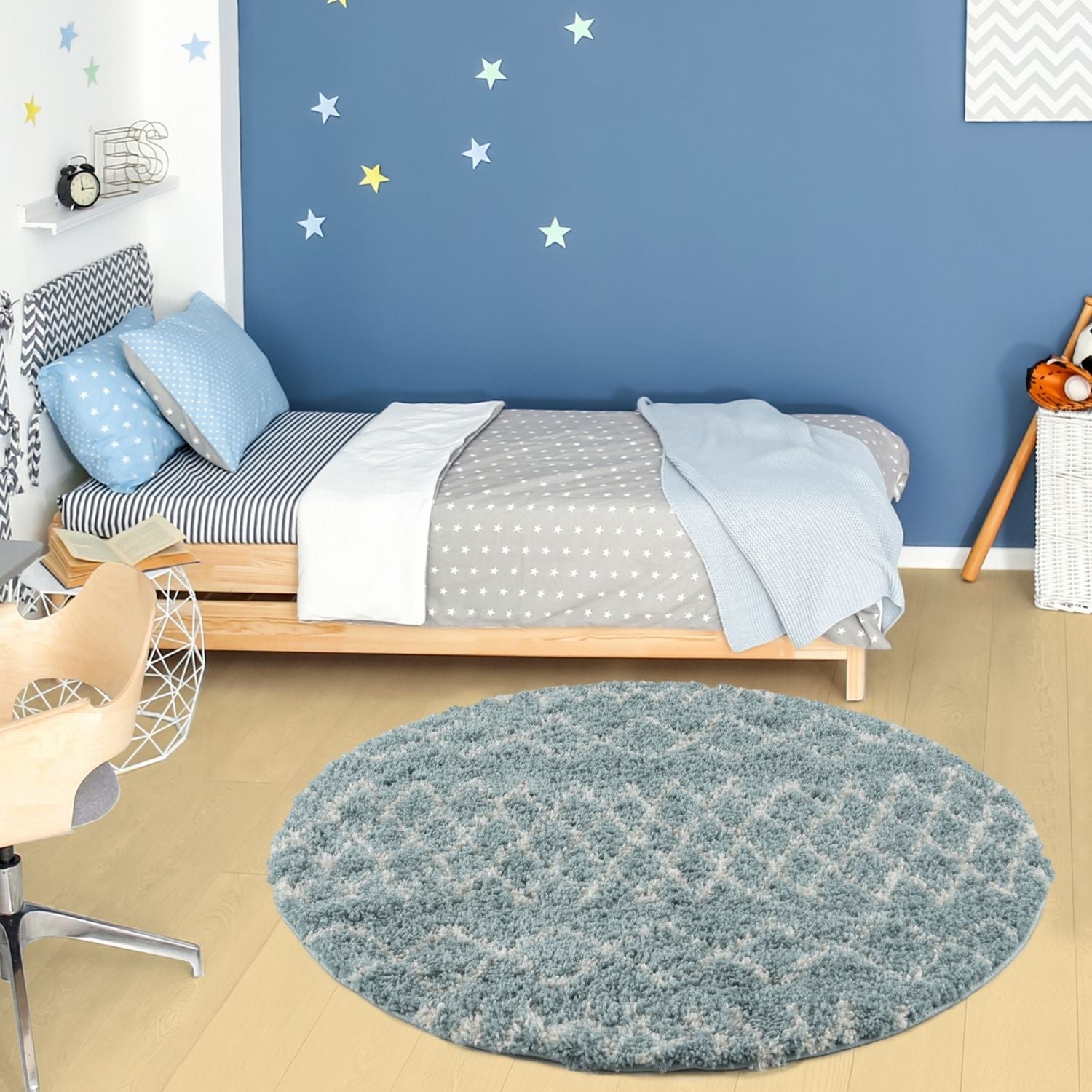 Moroccan Duck Egg Blue Shaggy Rug | 950