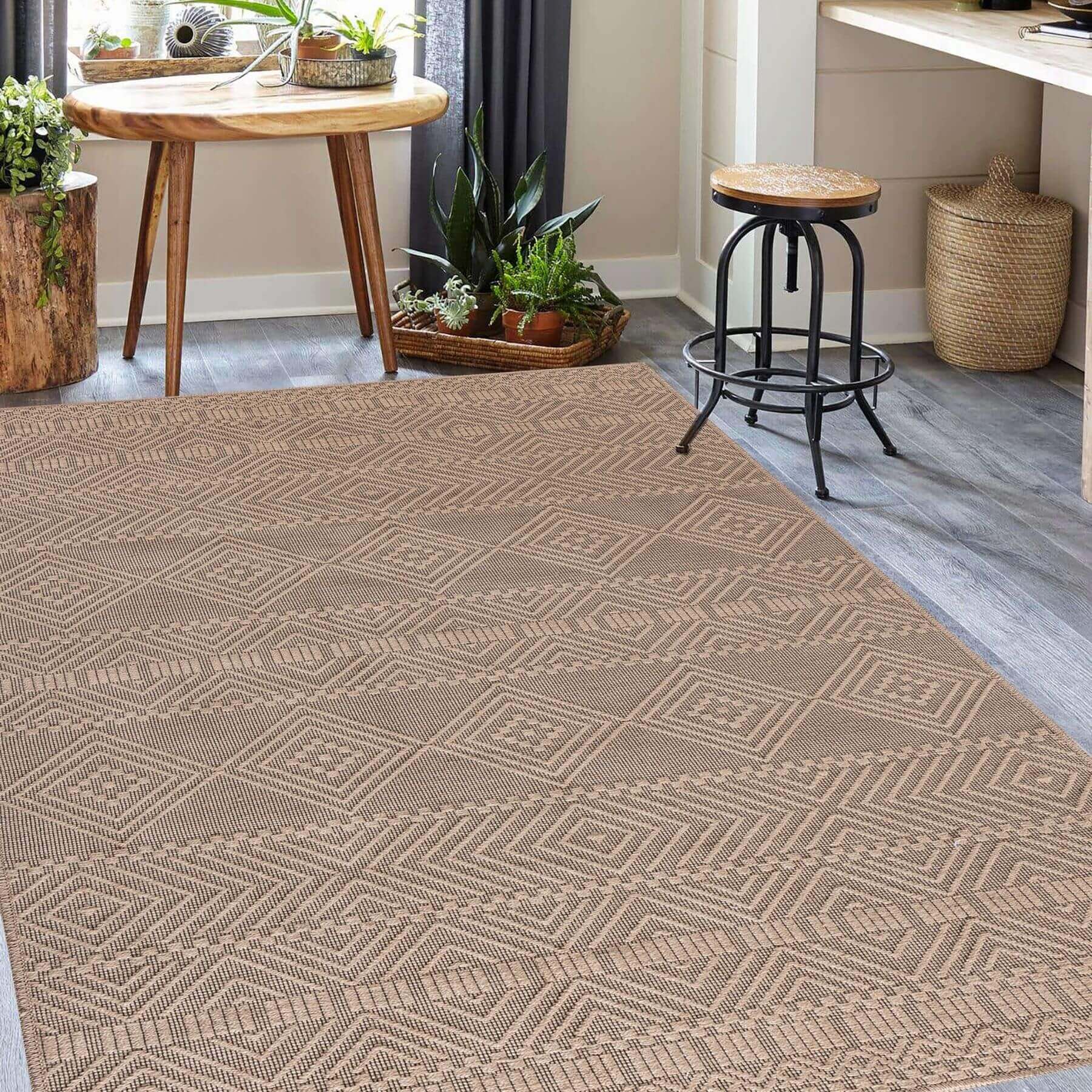 Beige Jute Looking Washable Rugs