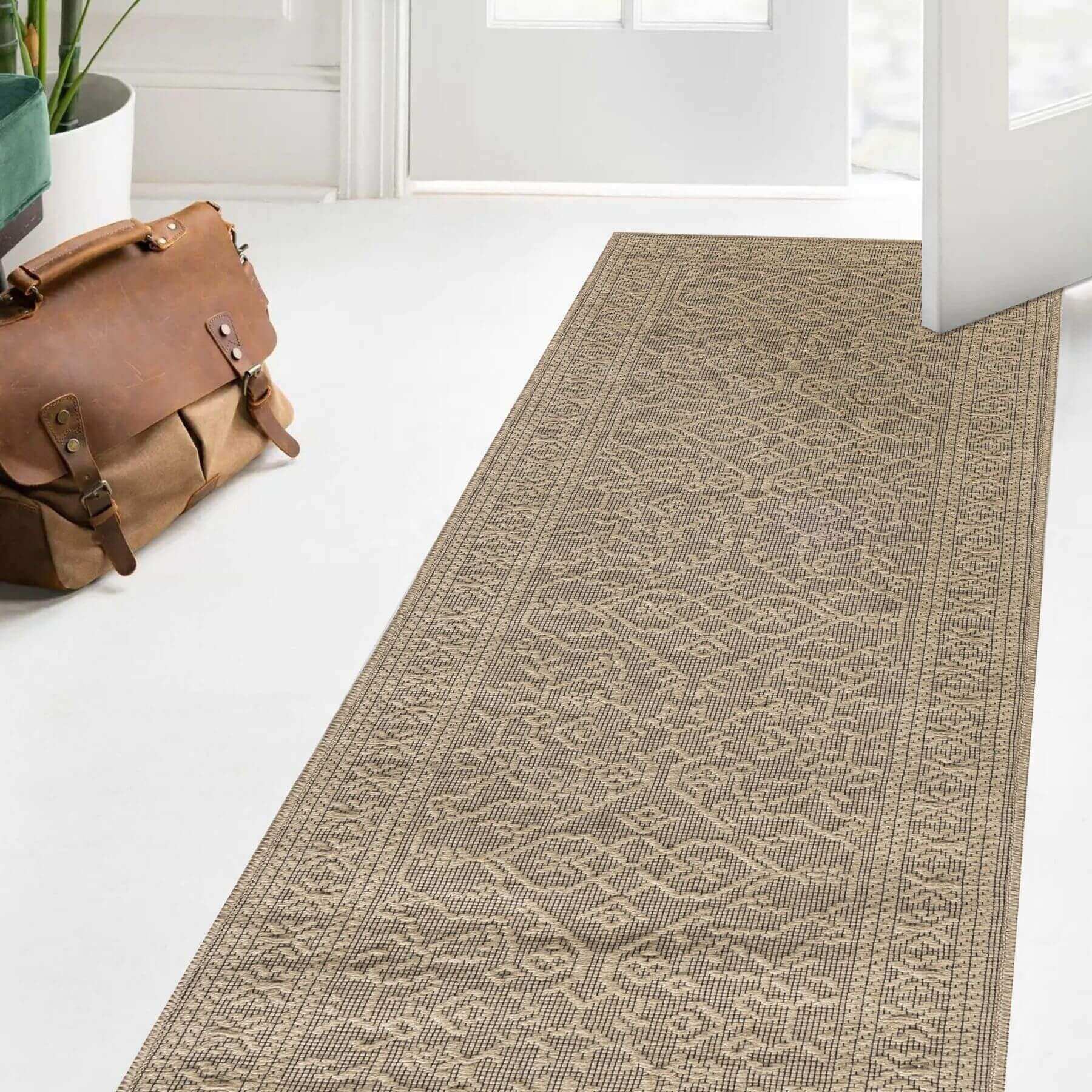 Beige Jute Looking Washable Rugs