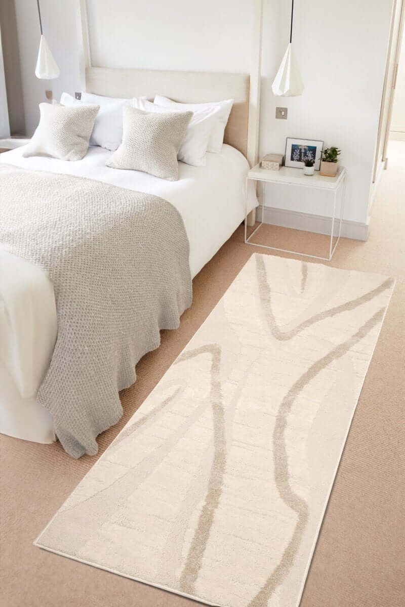 Ava Pave Wave Illusion Rug – Cream Abstract