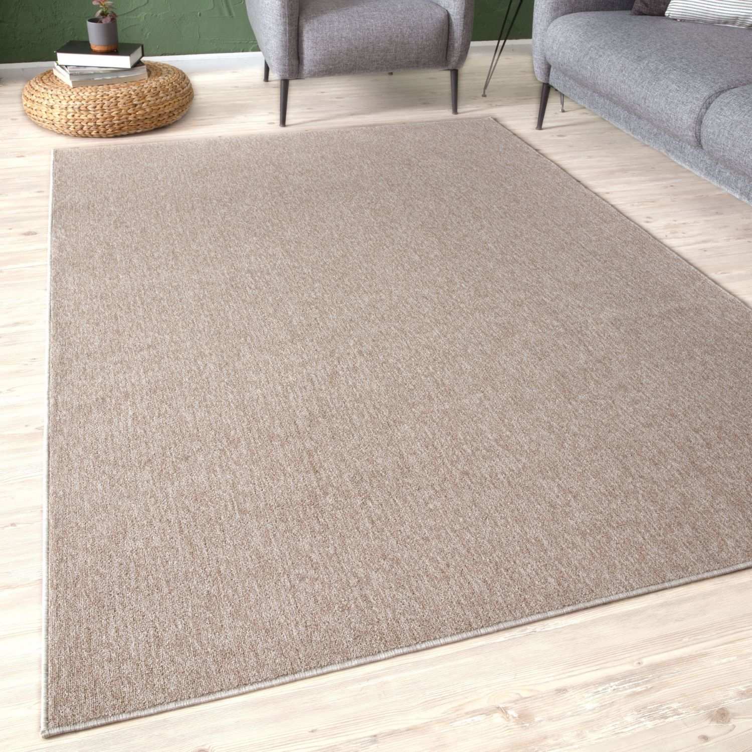 Flex Beige Low Pile Solid Rug