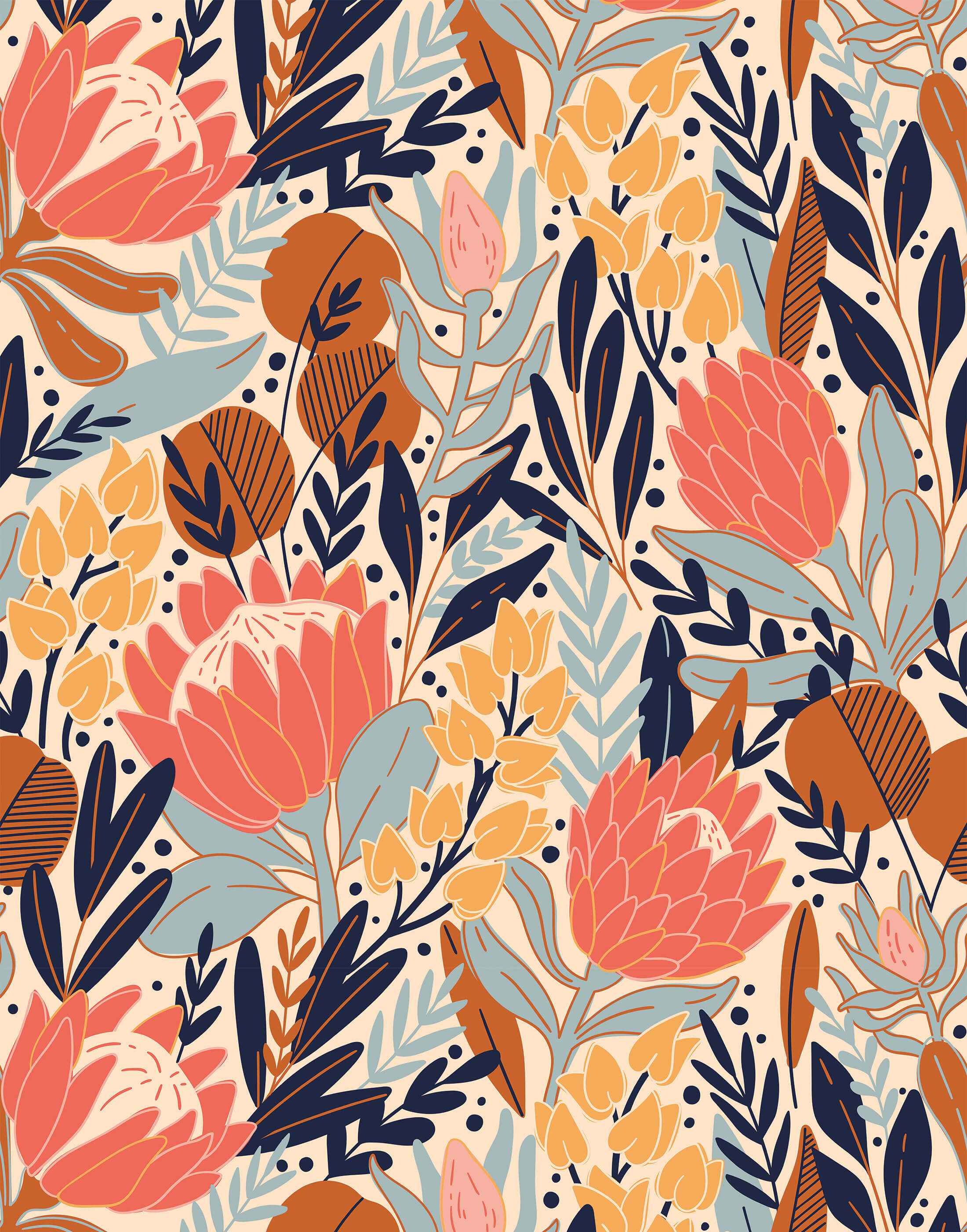 Bobbi Beck Protea Floral Luxury Wallpaper