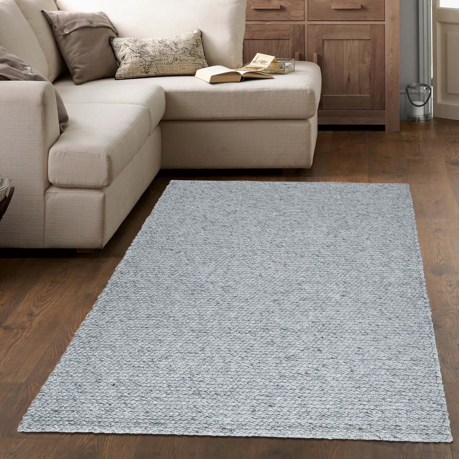 Solid Design Recycled Low Pile Eco Rug | Jaya