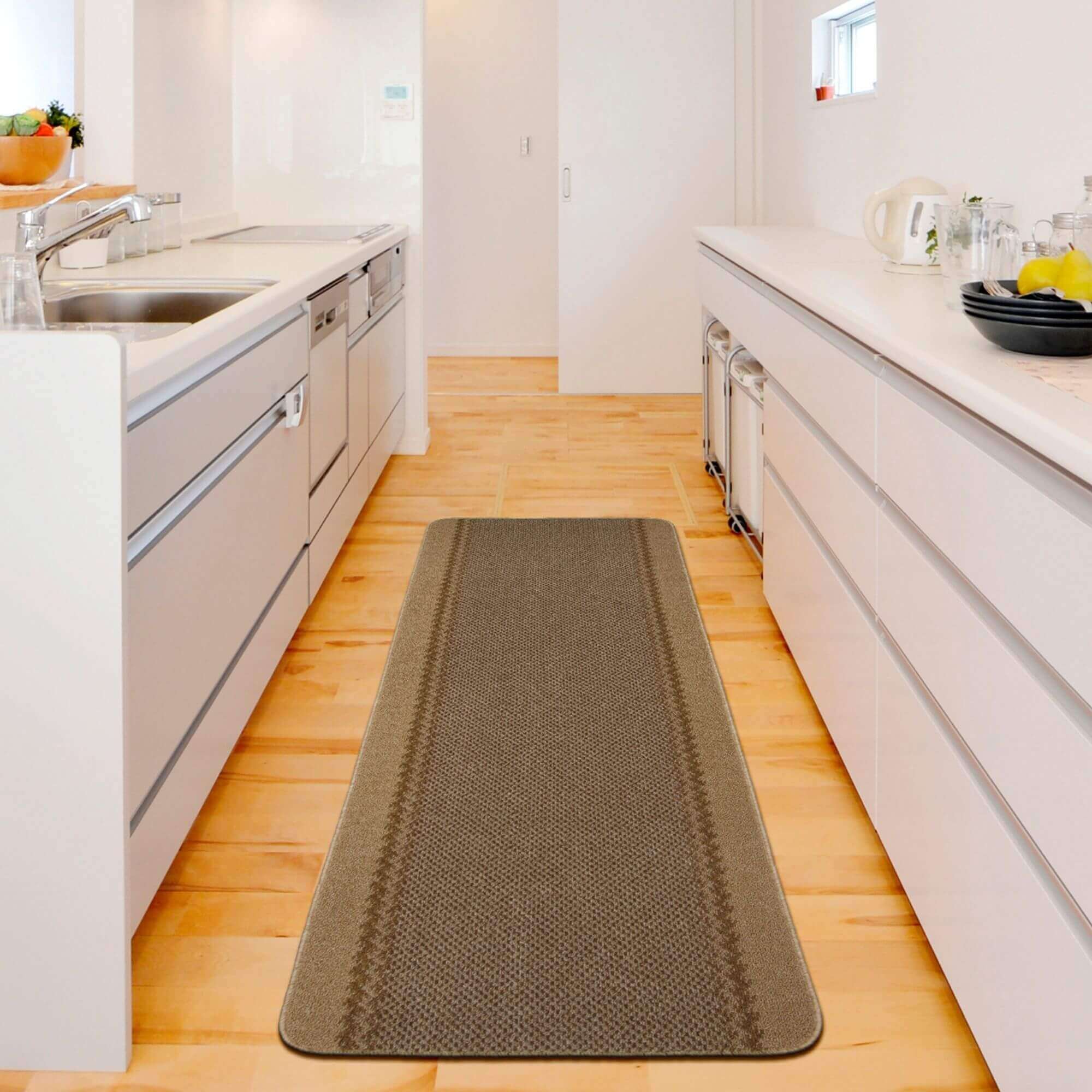 Washable Bordered Beige Rug | 116B