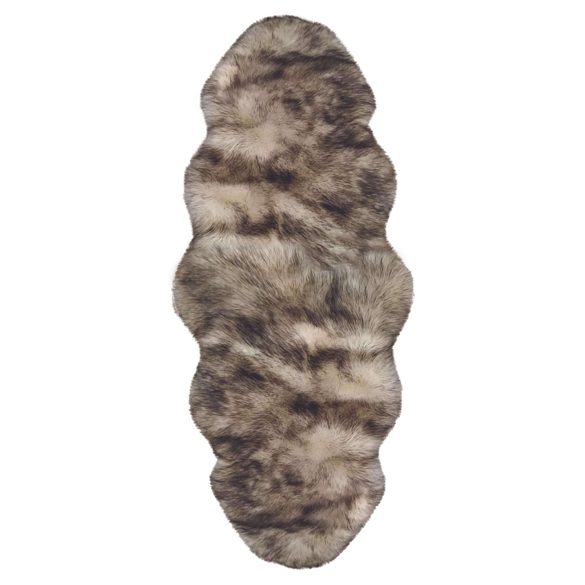 Luxury Grey Brown Faux Fur Rug