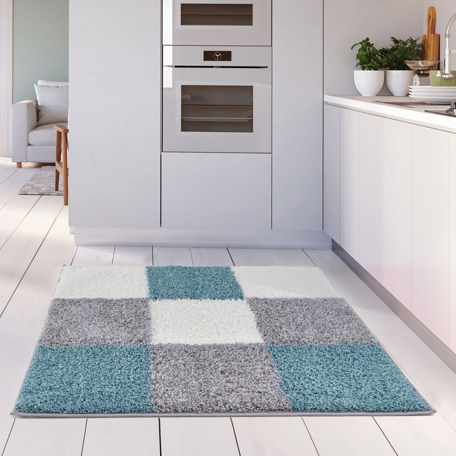 Myshaggy Geometric Duck Egg Blue Rug