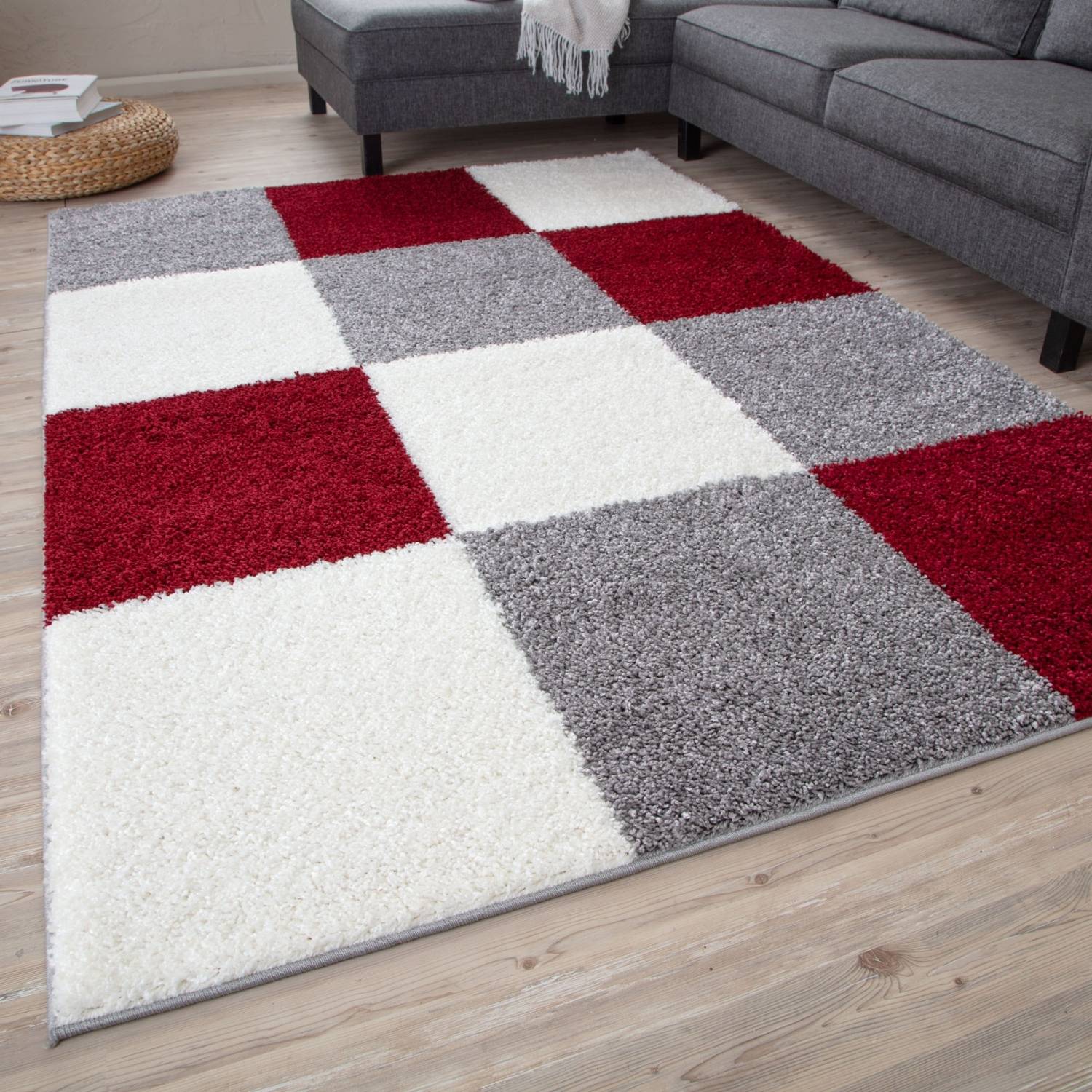 Myshaggy Geometric Red Rug
