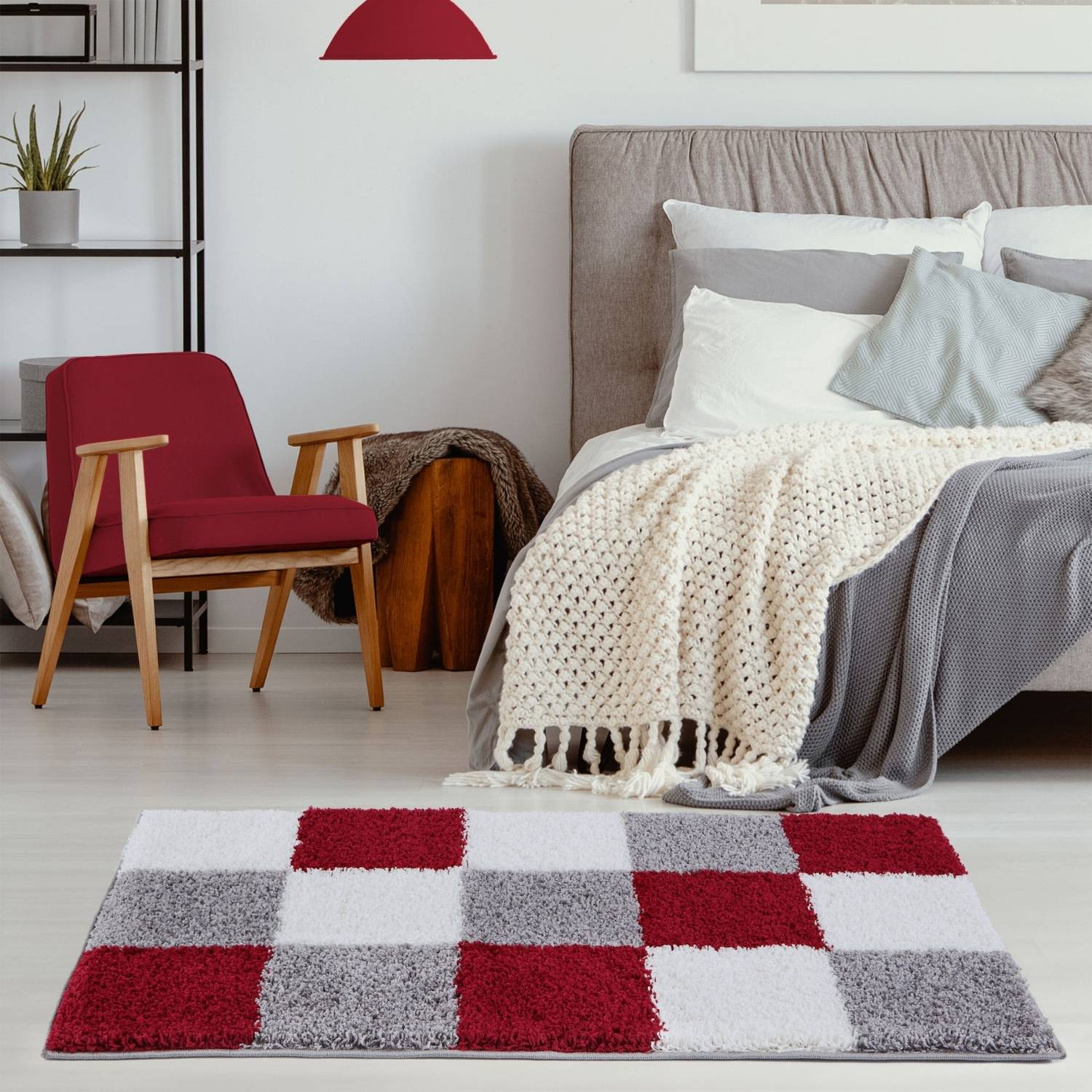 Myshaggy Geometric Red Rug