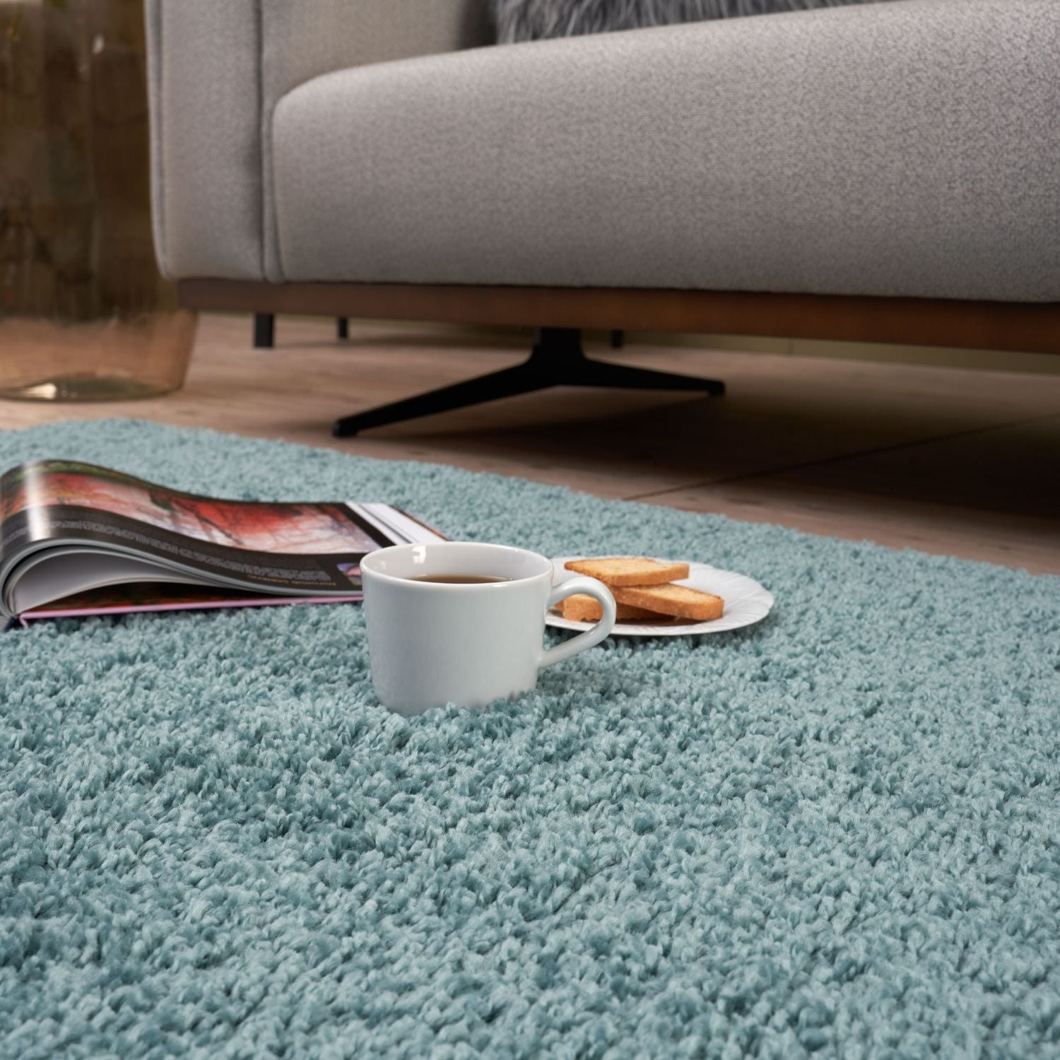 Myshaggy Solid Duck Egg Blue Rug