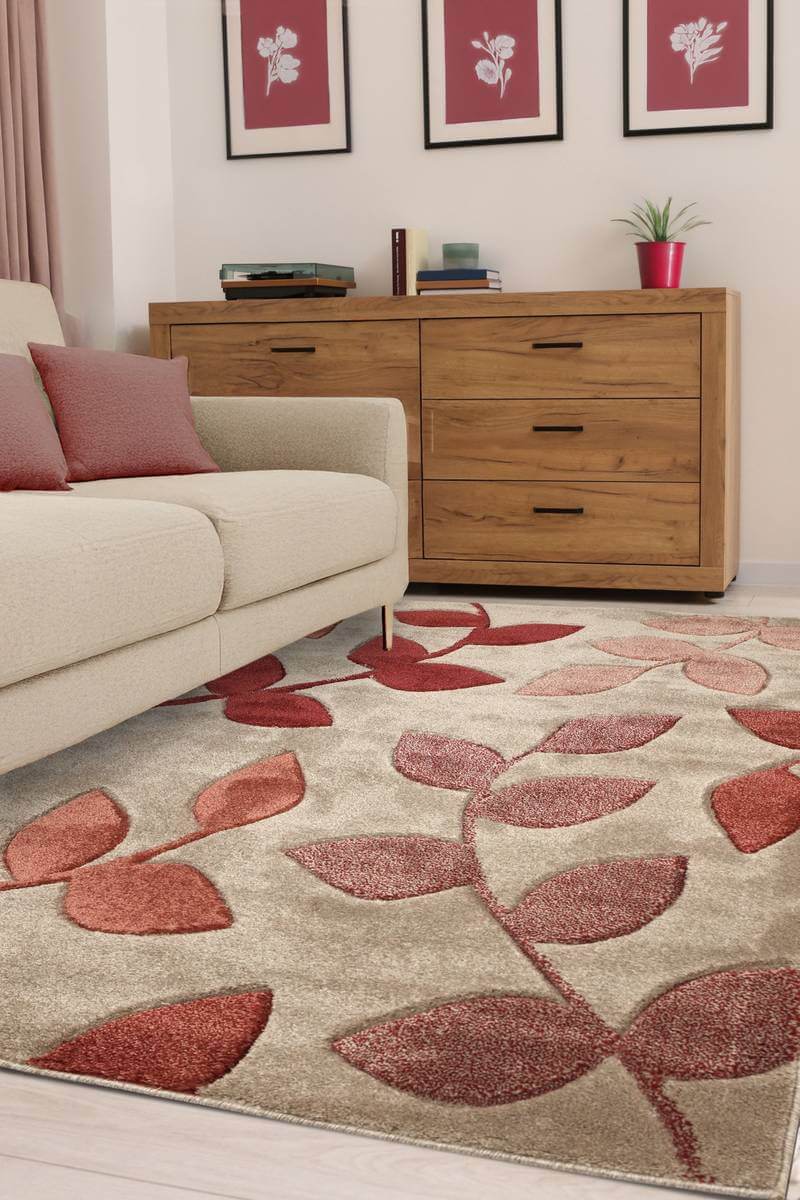 Newport Leaf Rug – Hand-Carved Floral Design
