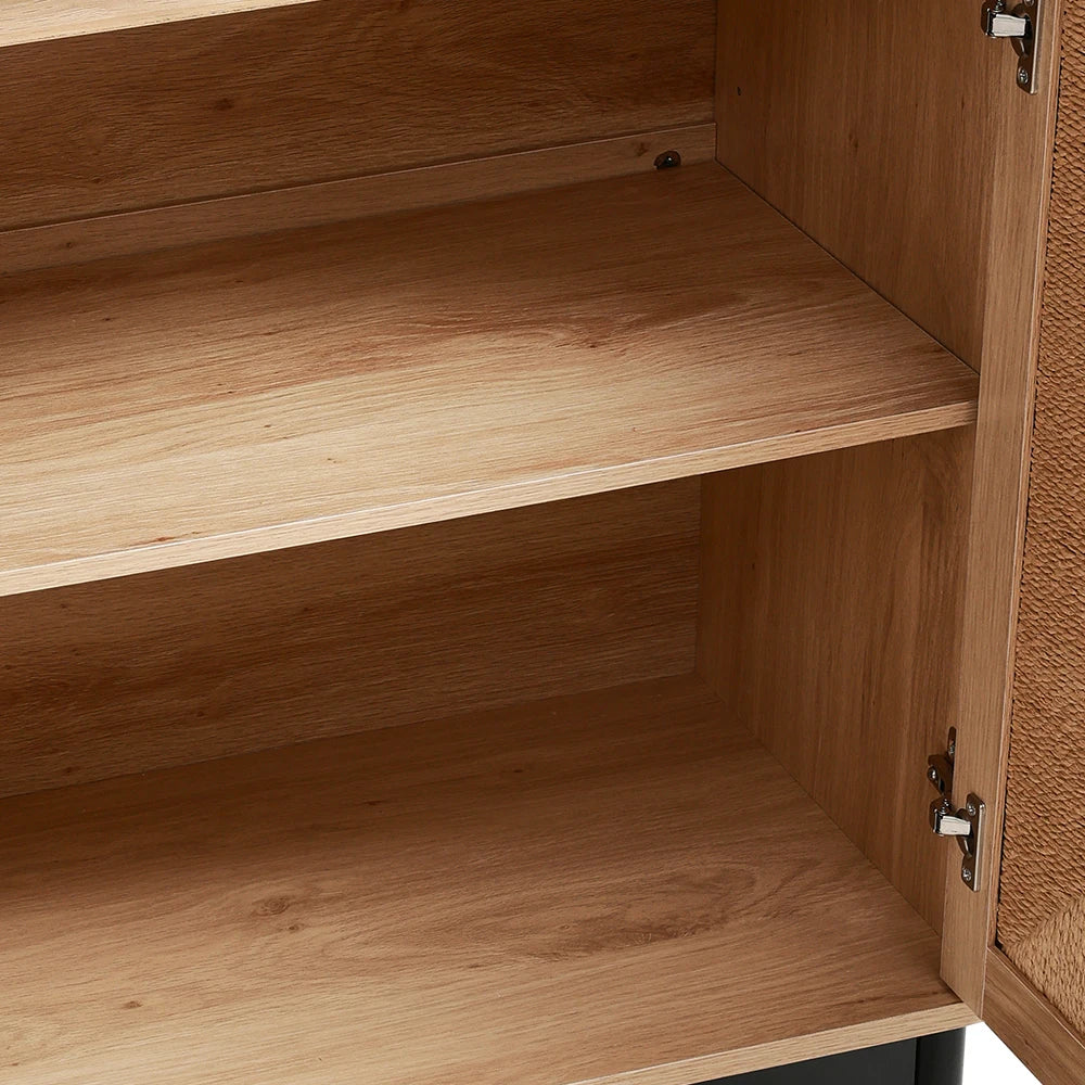 Rattan double door wooden sideboard