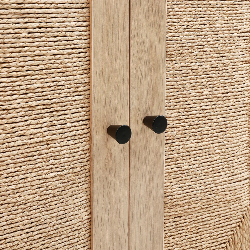 Rattan double door wooden sideboard