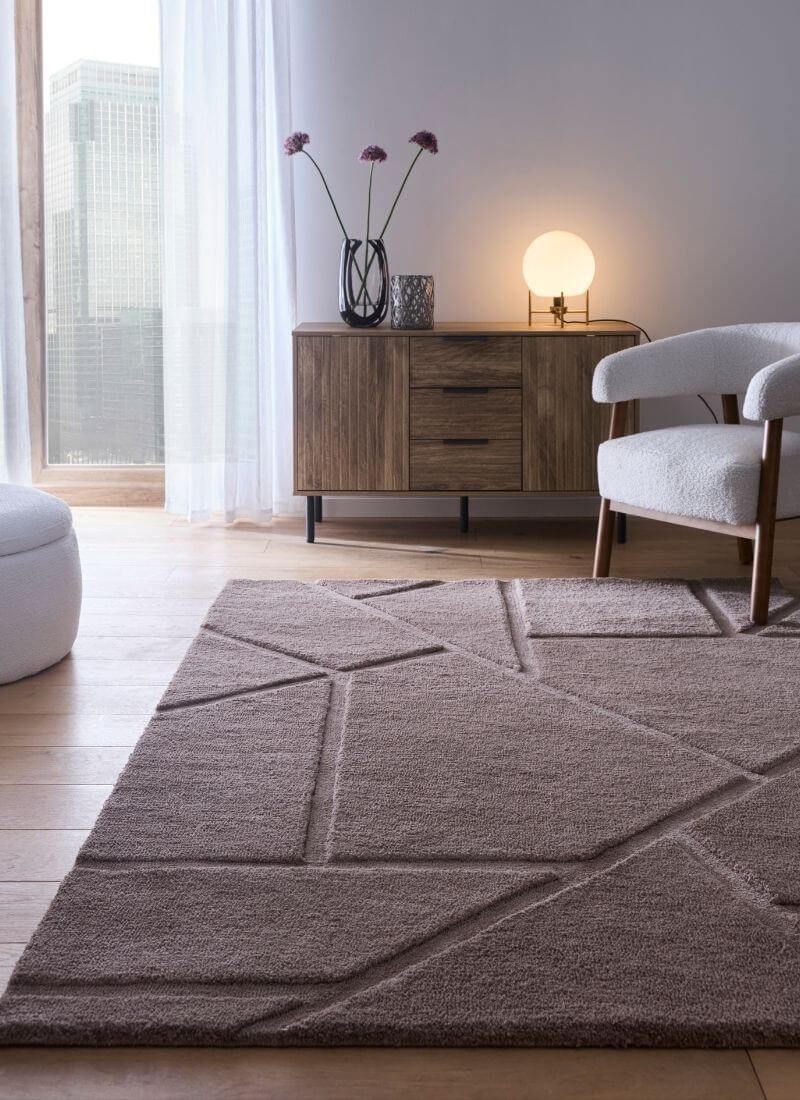 Scandinavian Deep Pile Rug – Cream and Brown