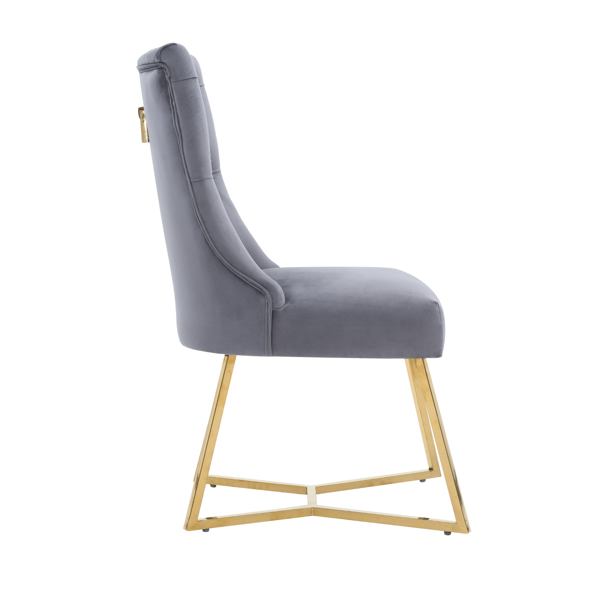 Ambra Velvet Dining Chair – Tufted Luxury Accent with Gold Legs & Ring Pull