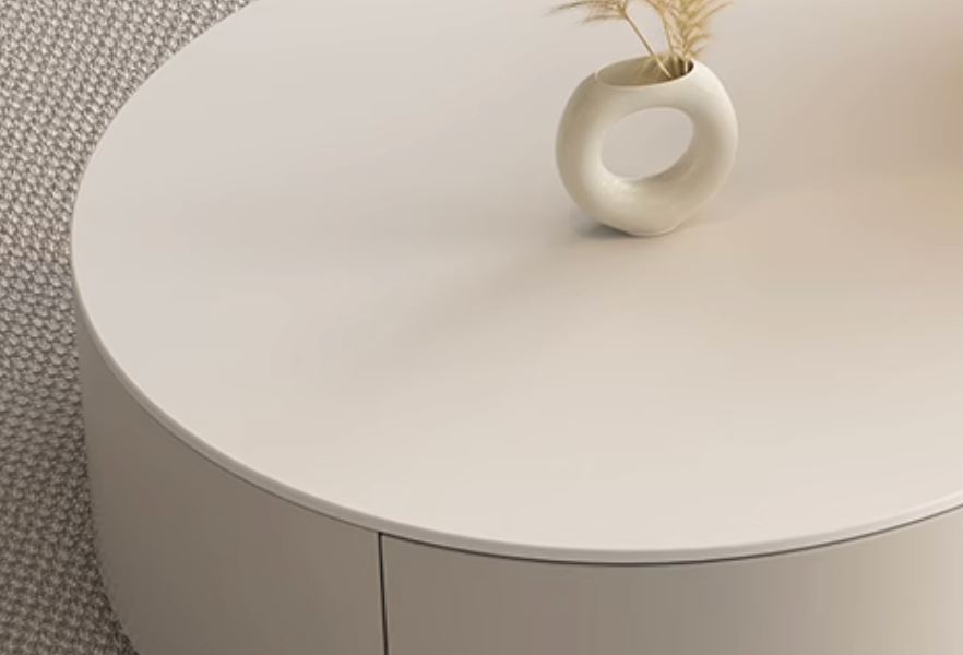 Riviera Round Nesting Coffee Table Set With Ottoman, White